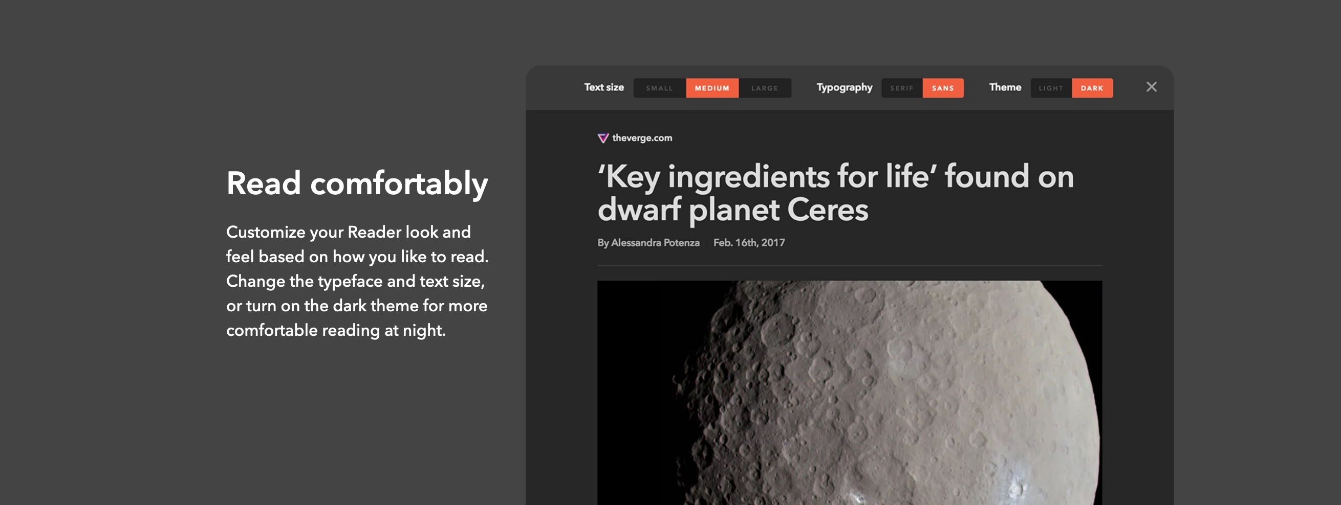 Mercury.postlight Feature component screenshot
