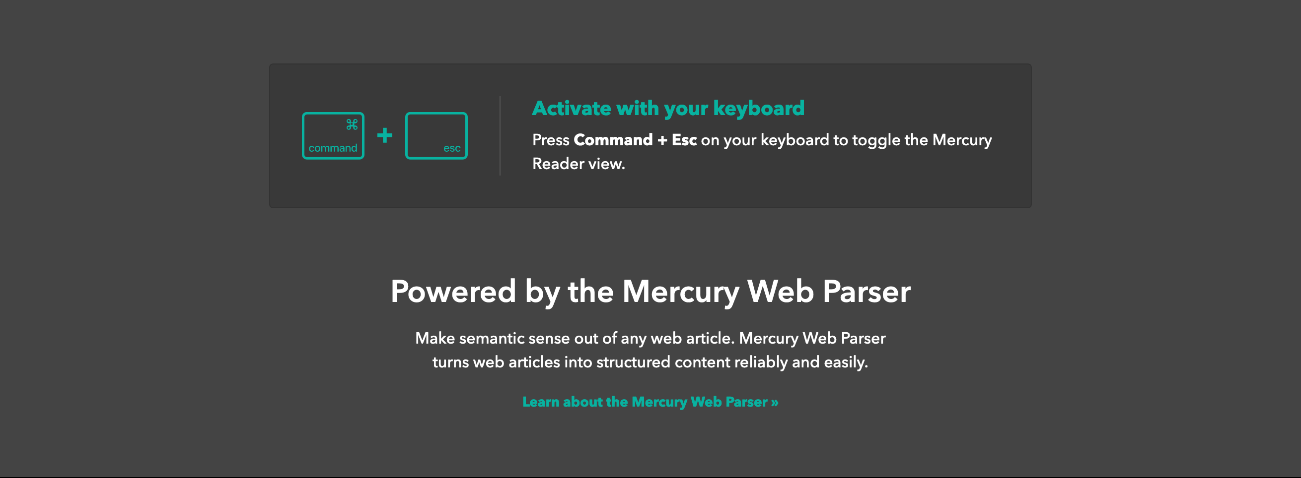 Mercury.postlight Feature component screenshot