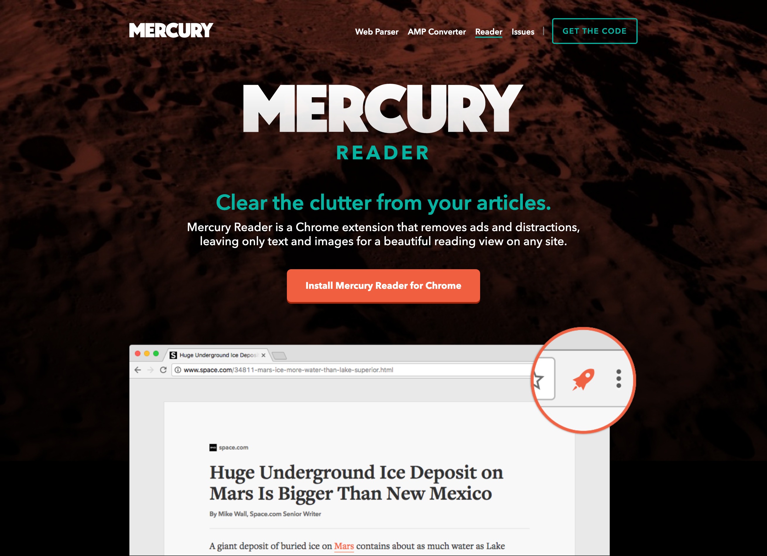 Mercury.postlight Hero component screenshot