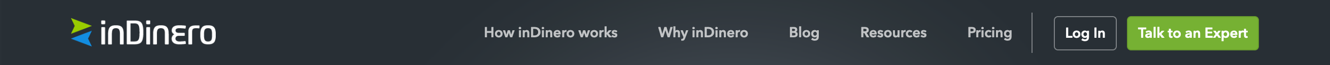 Indinero Header component screenshot