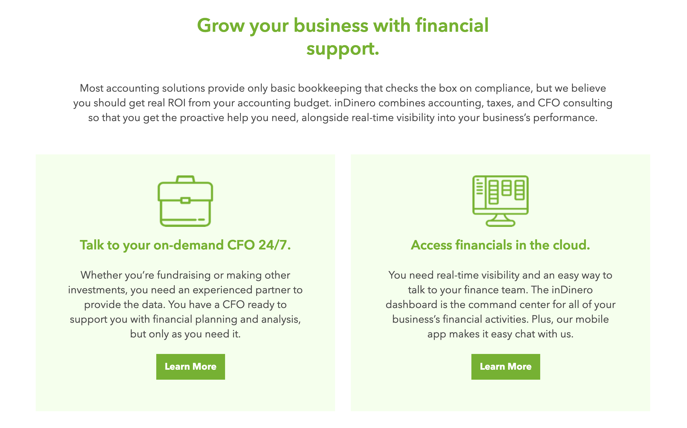 Indinero Content component screenshot