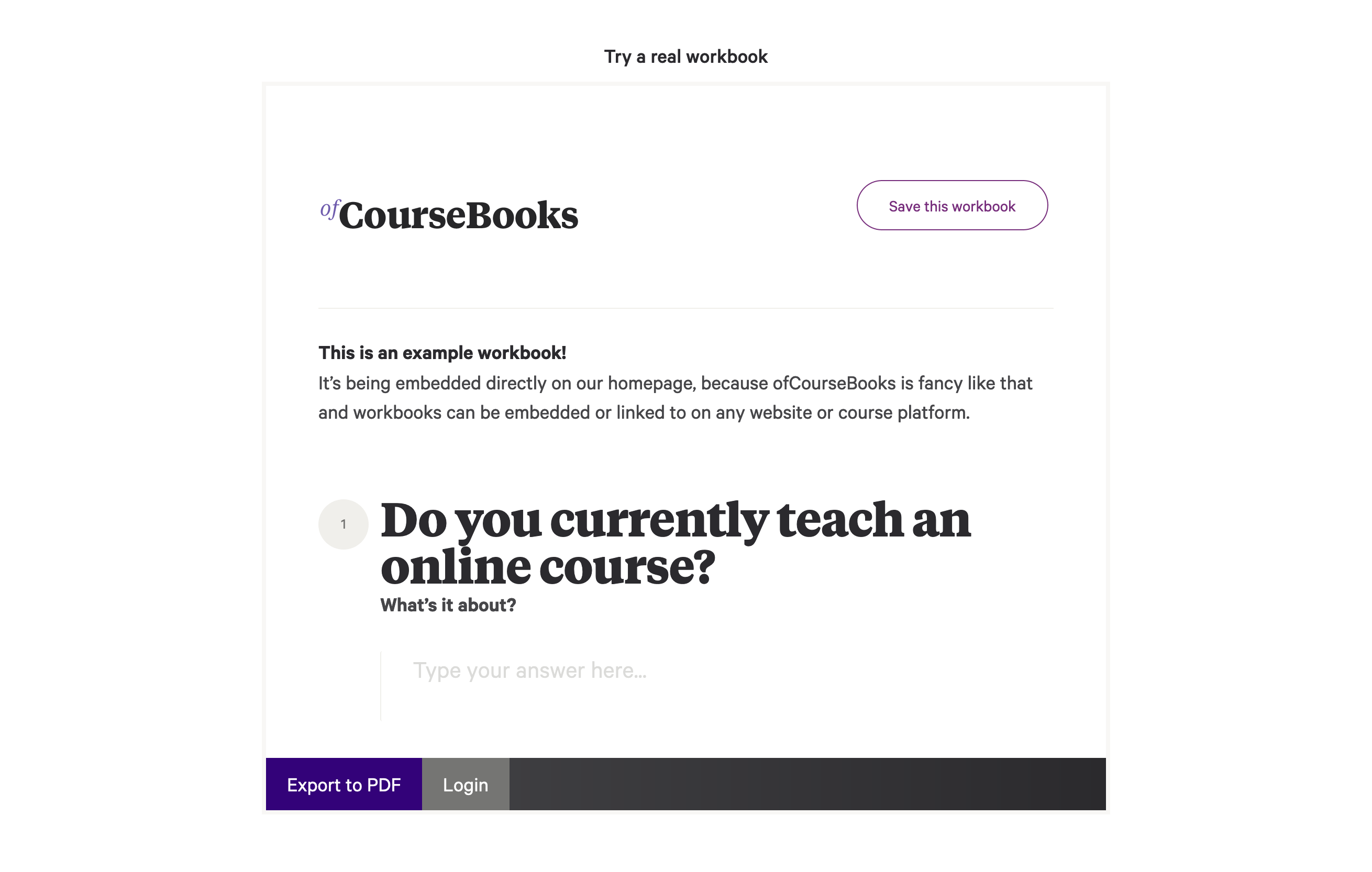 Ofcoursebooks Demo component screenshot