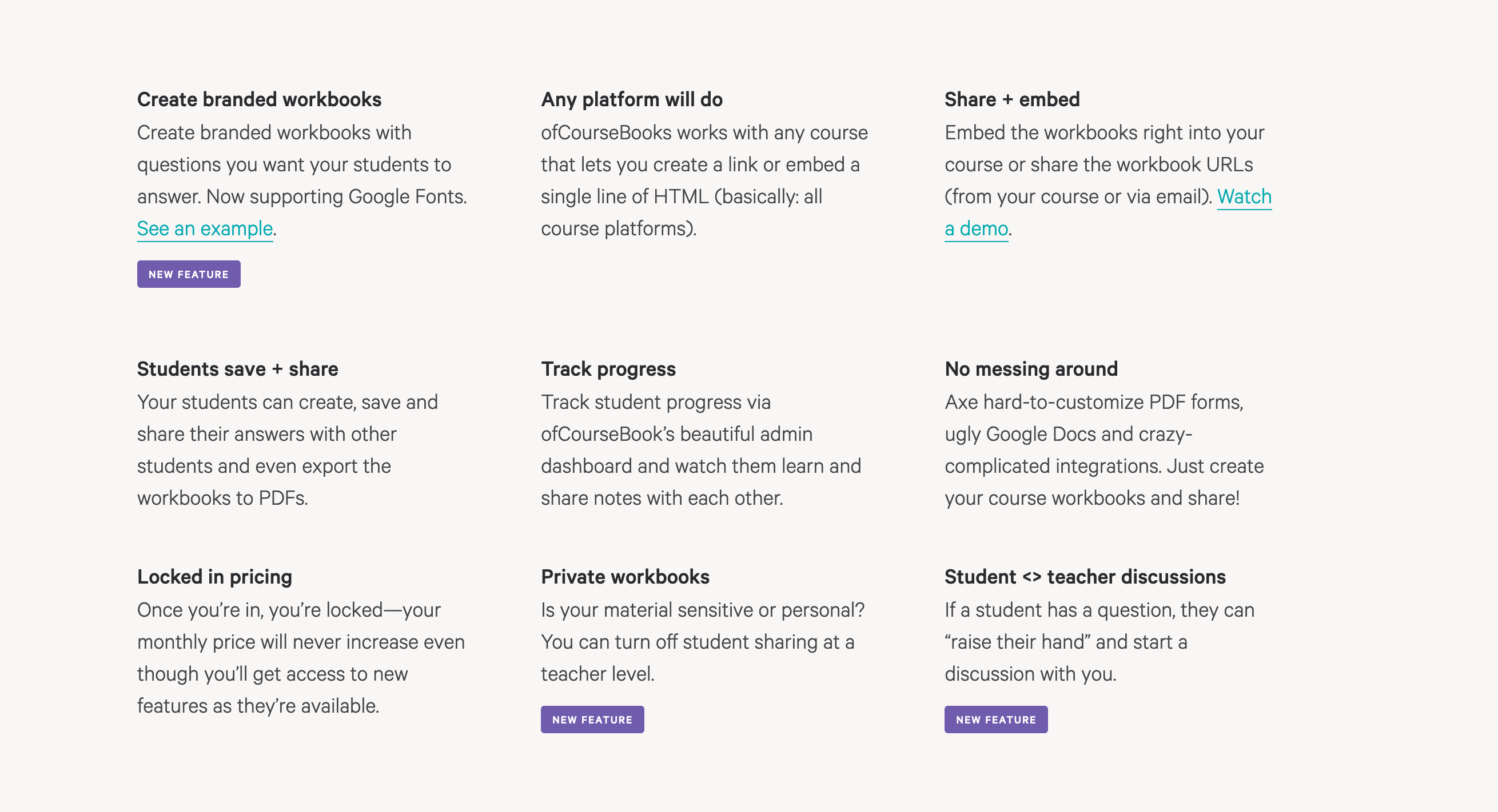 Ofcoursebooks Feature component screenshot