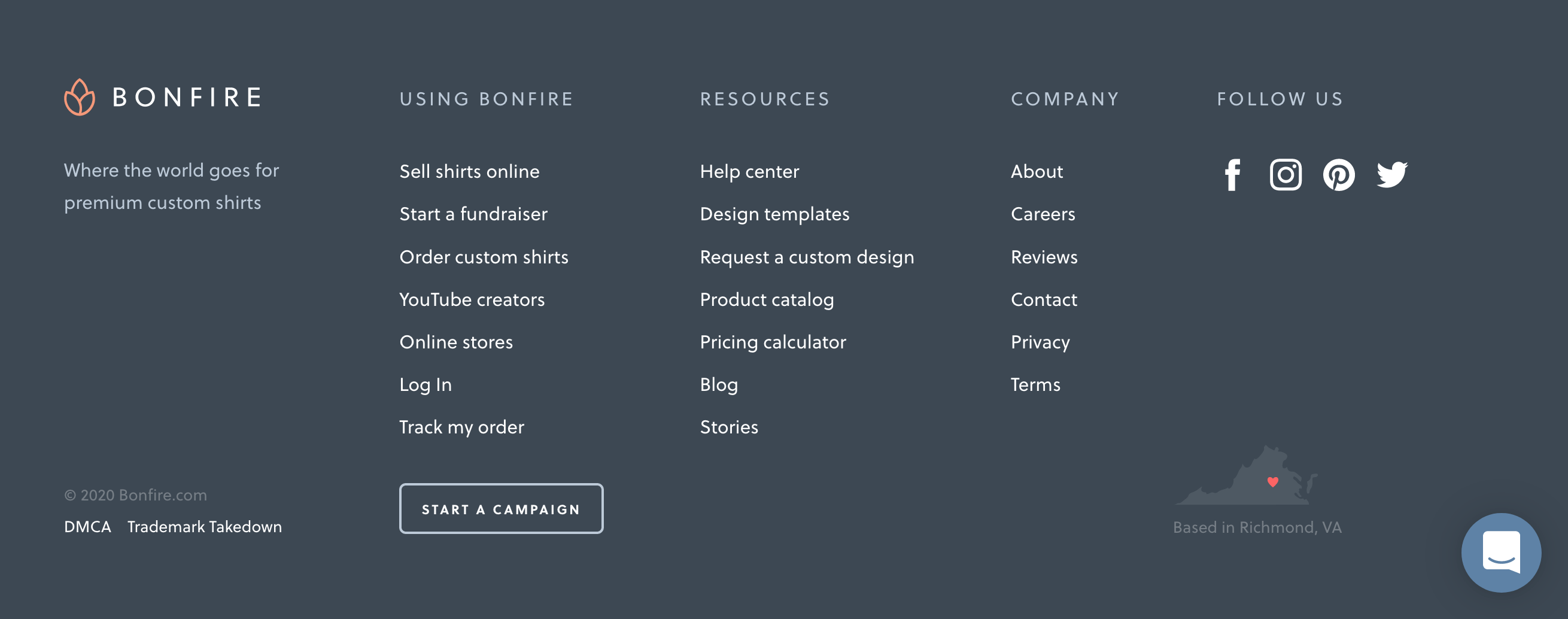 Bonfire Footer component screenshot