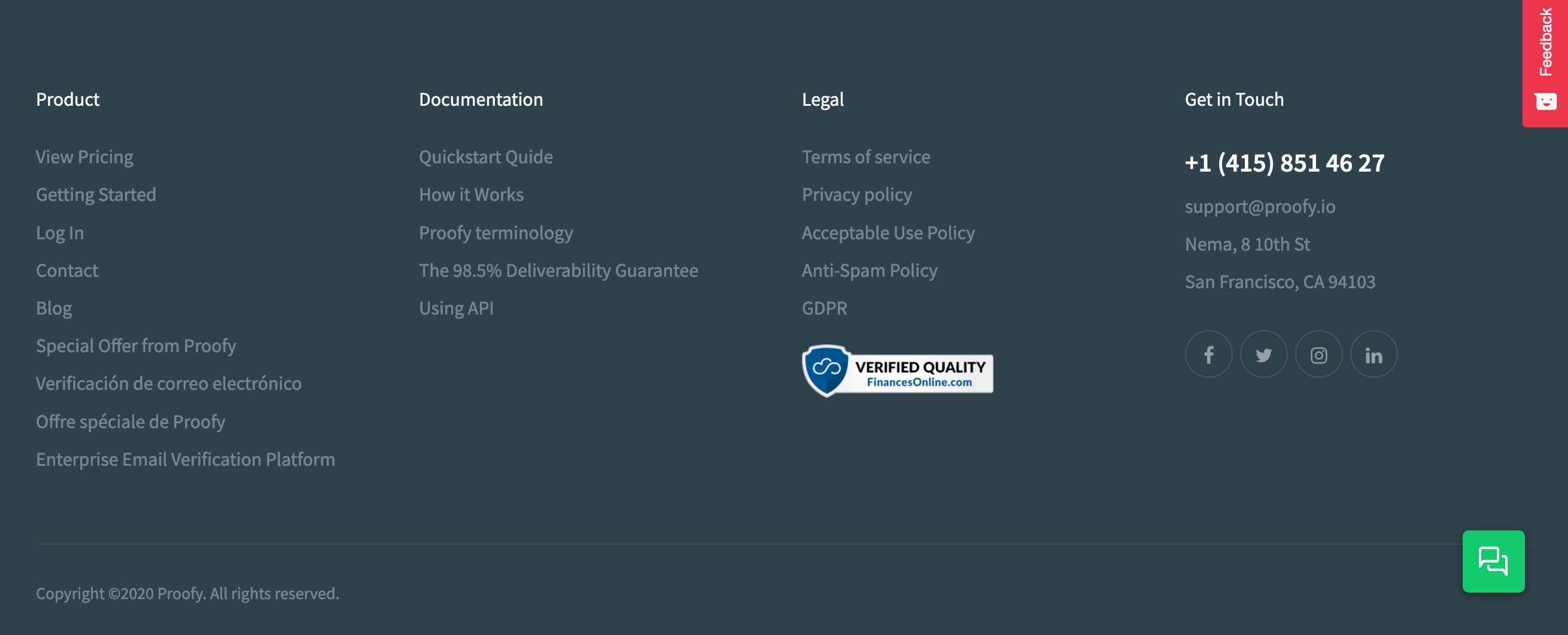 Proofy Footer component screenshot