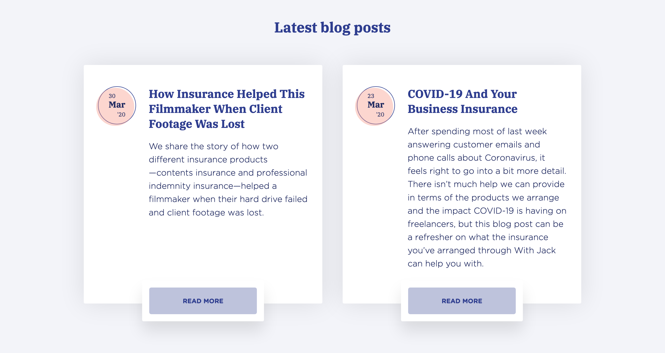 Withjack Blog component screenshot