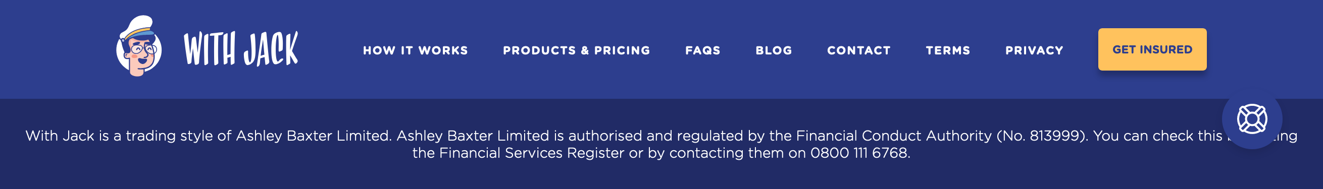Withjack Footer component screenshot