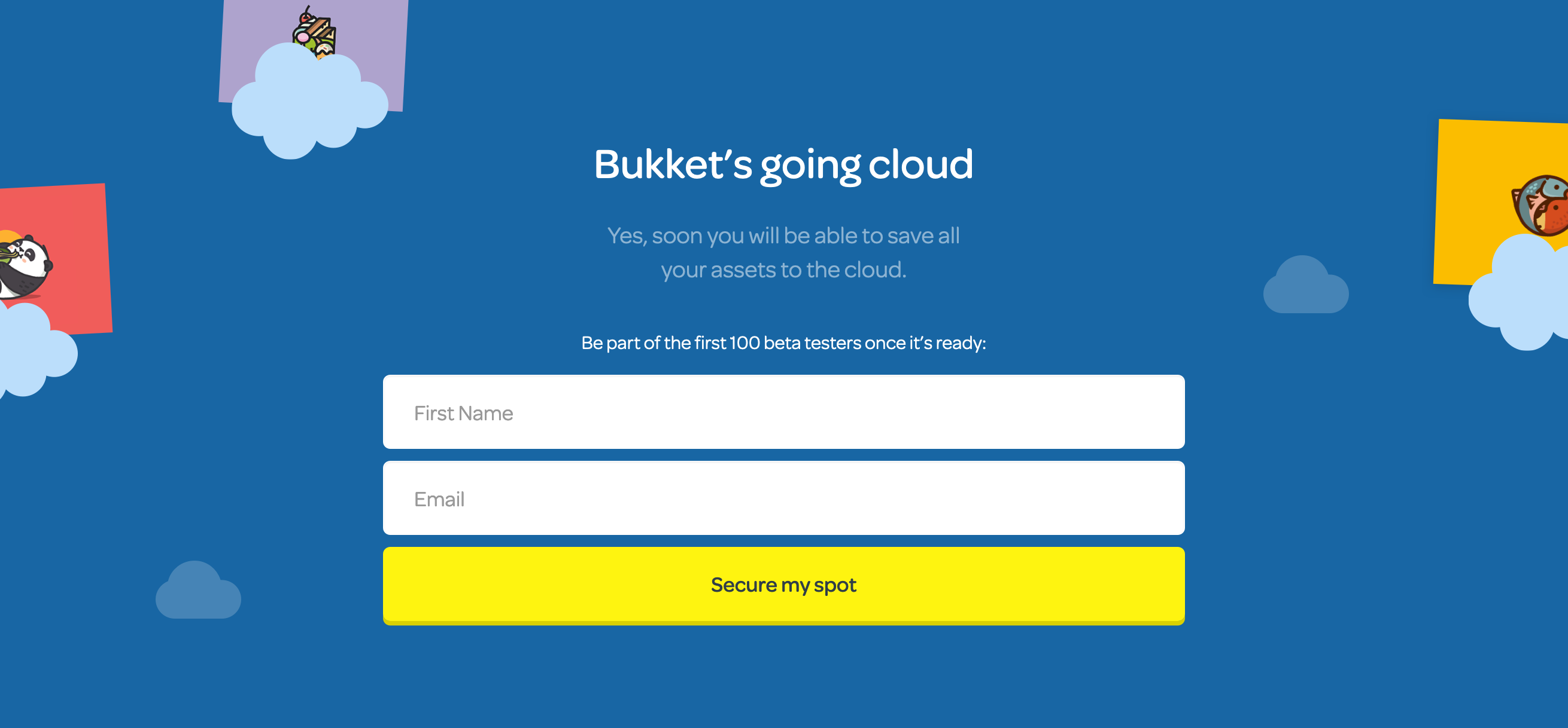 Bukket Signup component screenshot