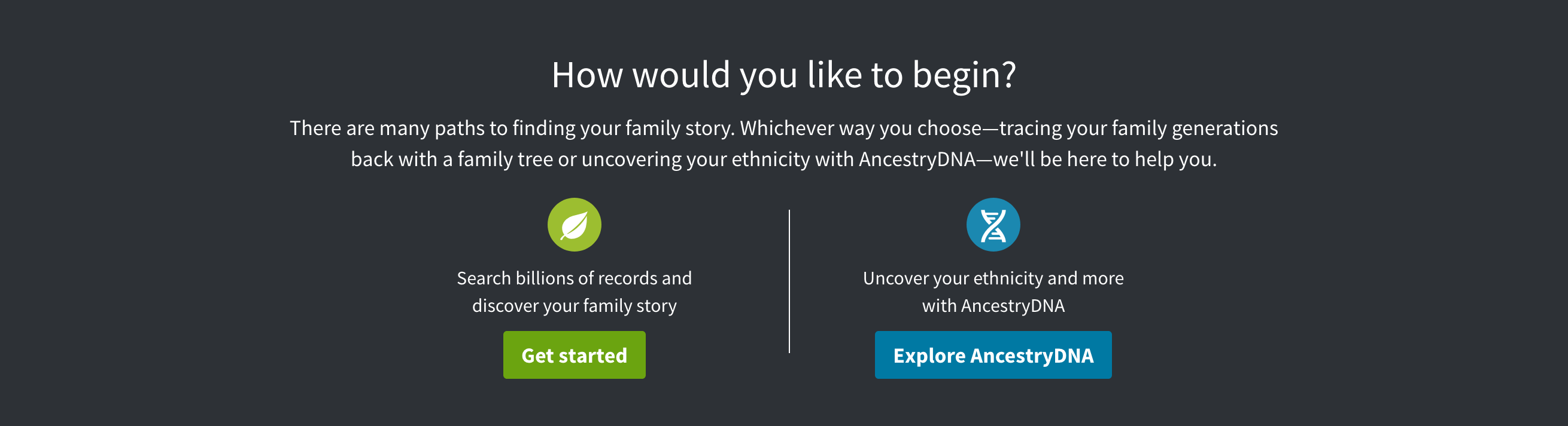Ancestry Call To Action component screenshot
