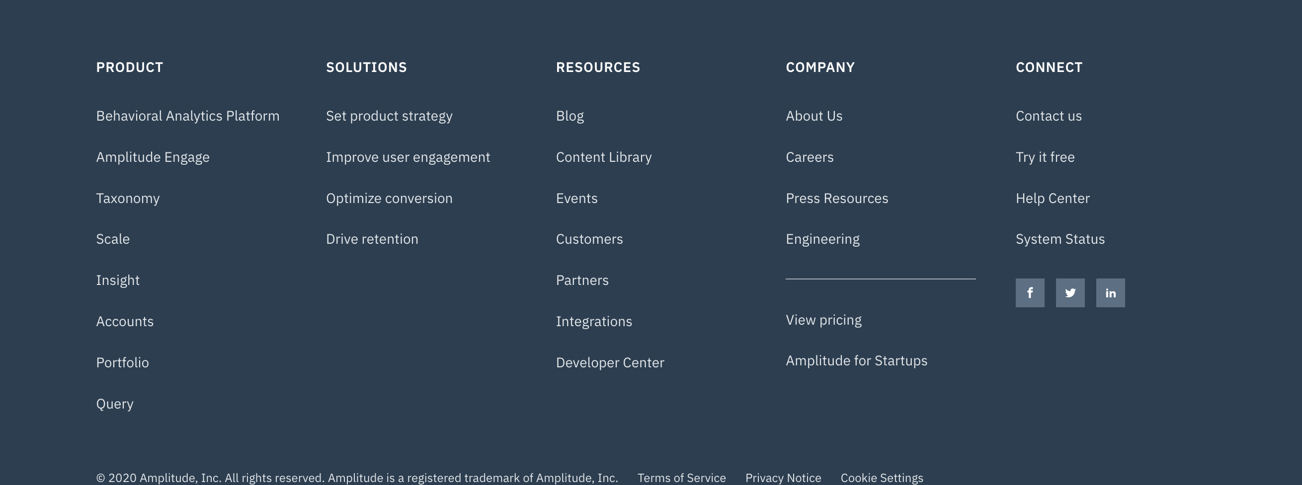 Amplitude Footer component screenshot