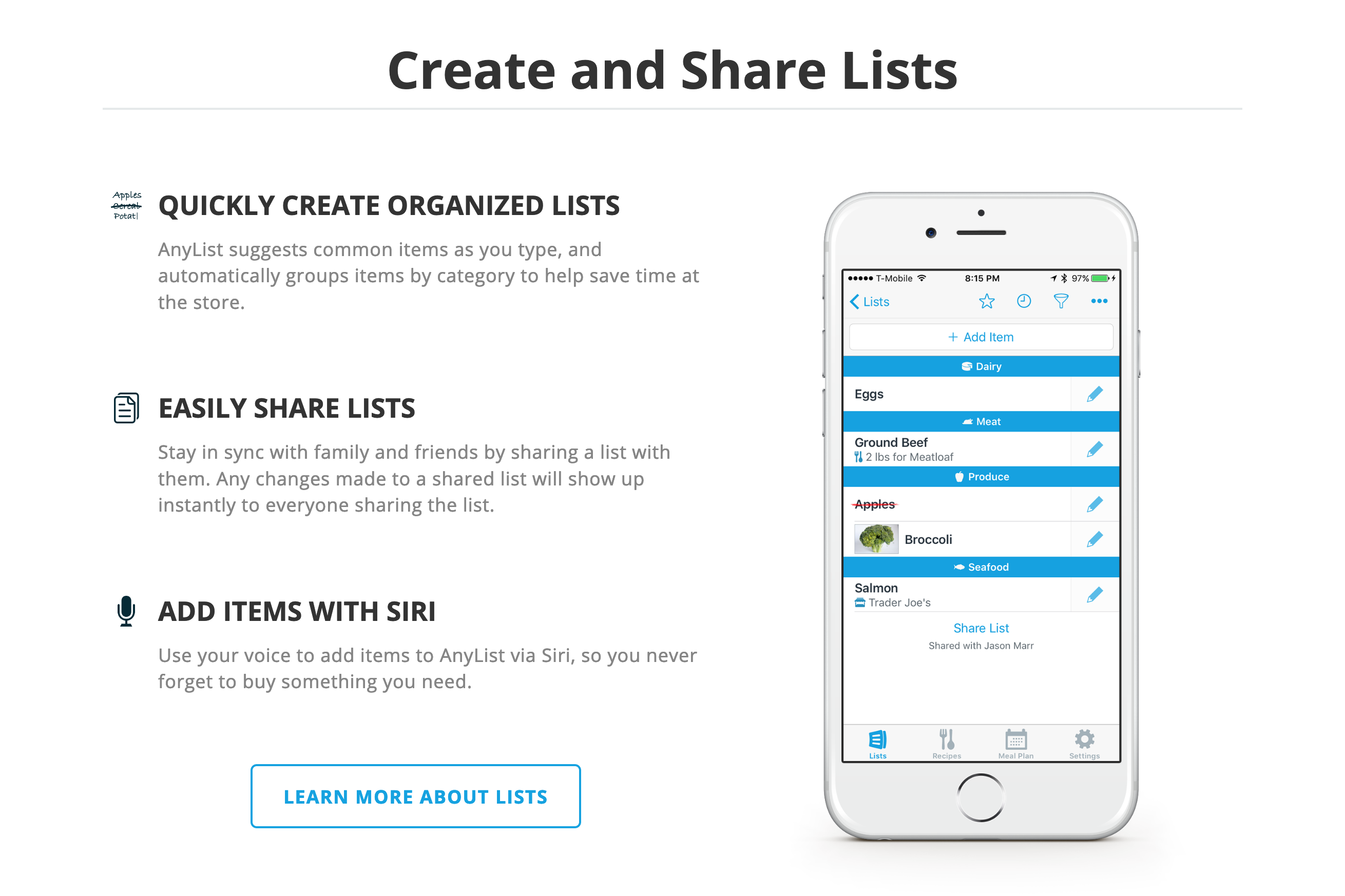 Anylist Feature component screenshot
