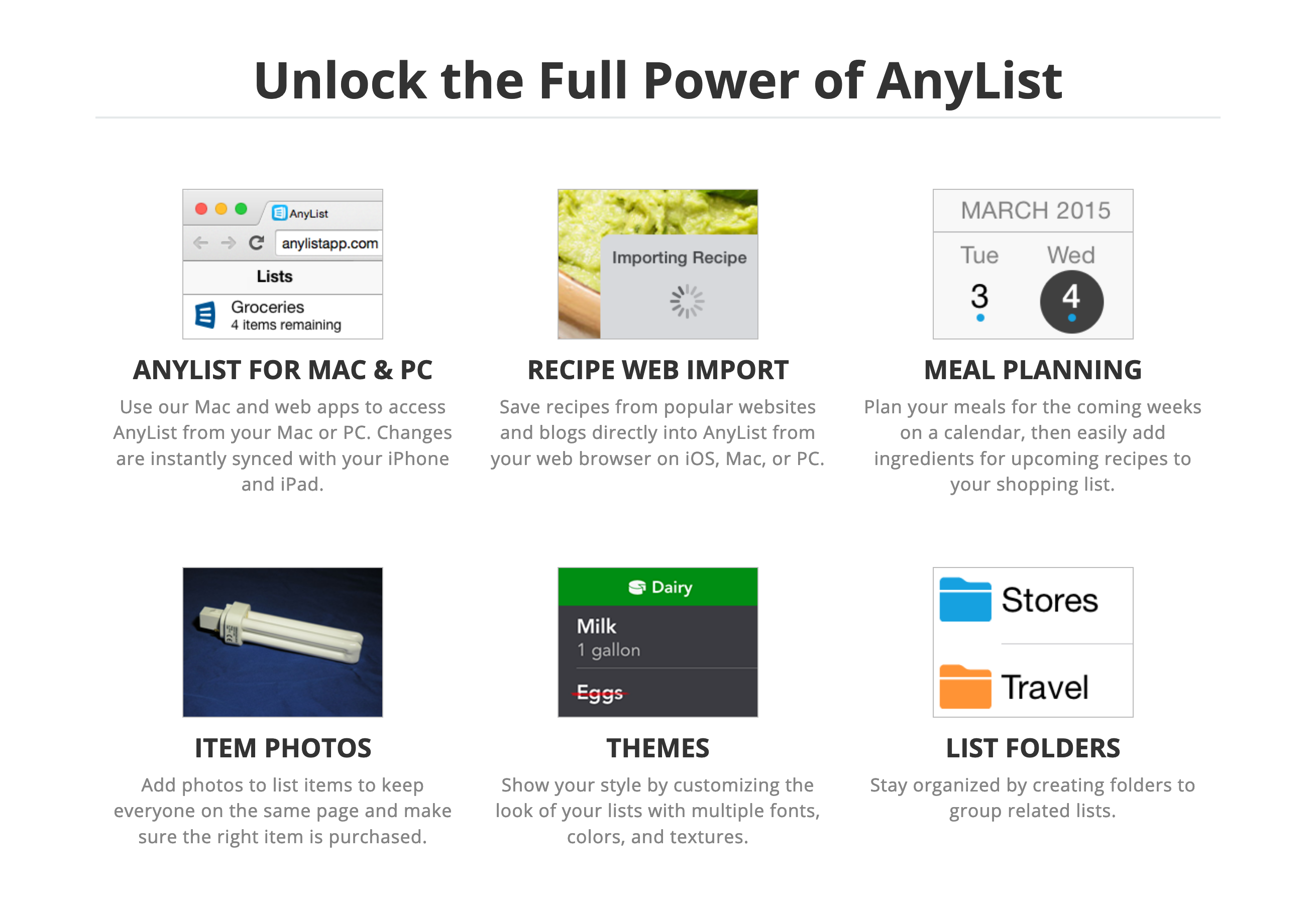 Anylist Feature component screenshot