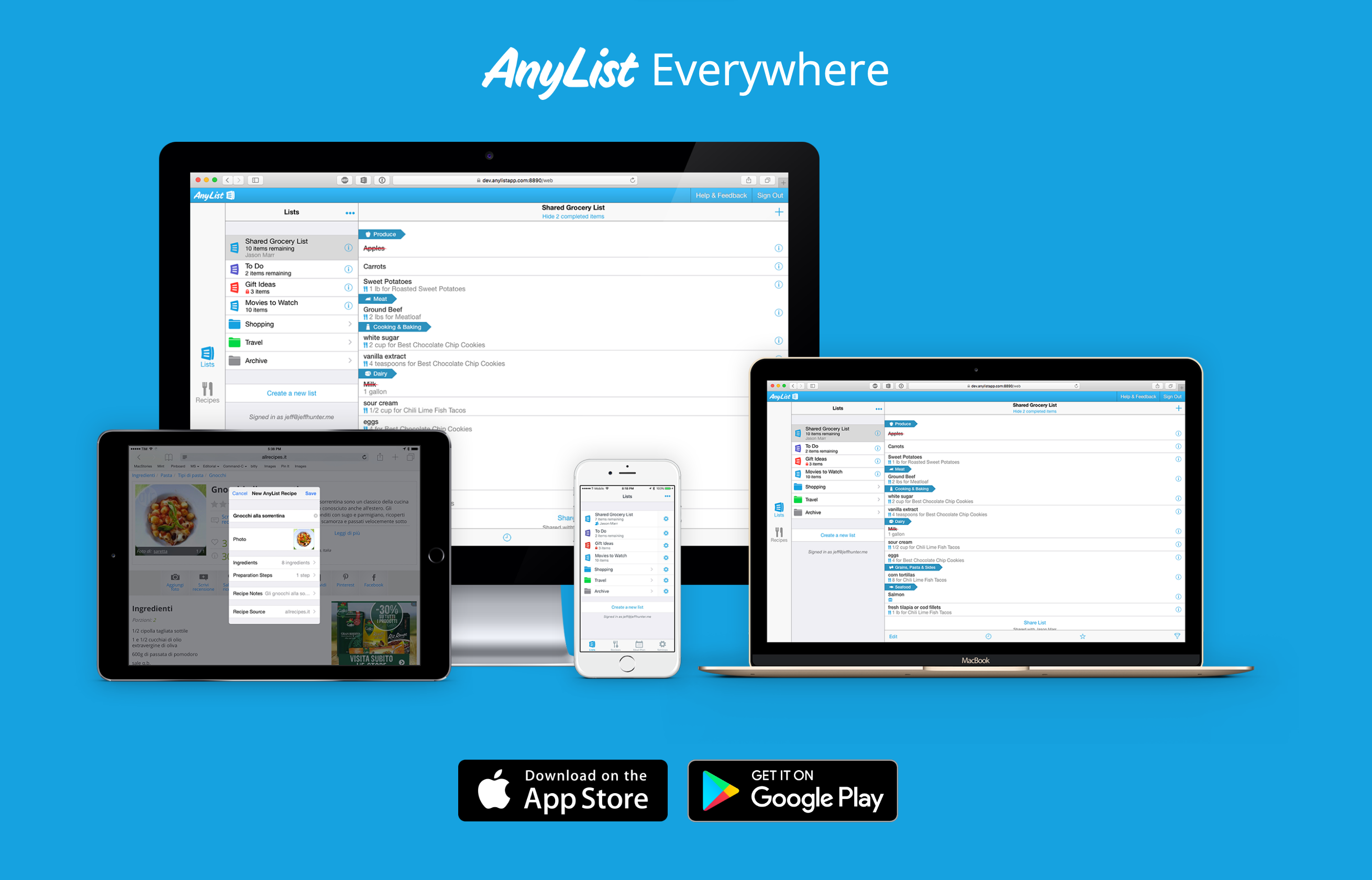 Anylist Call To Action component screenshot