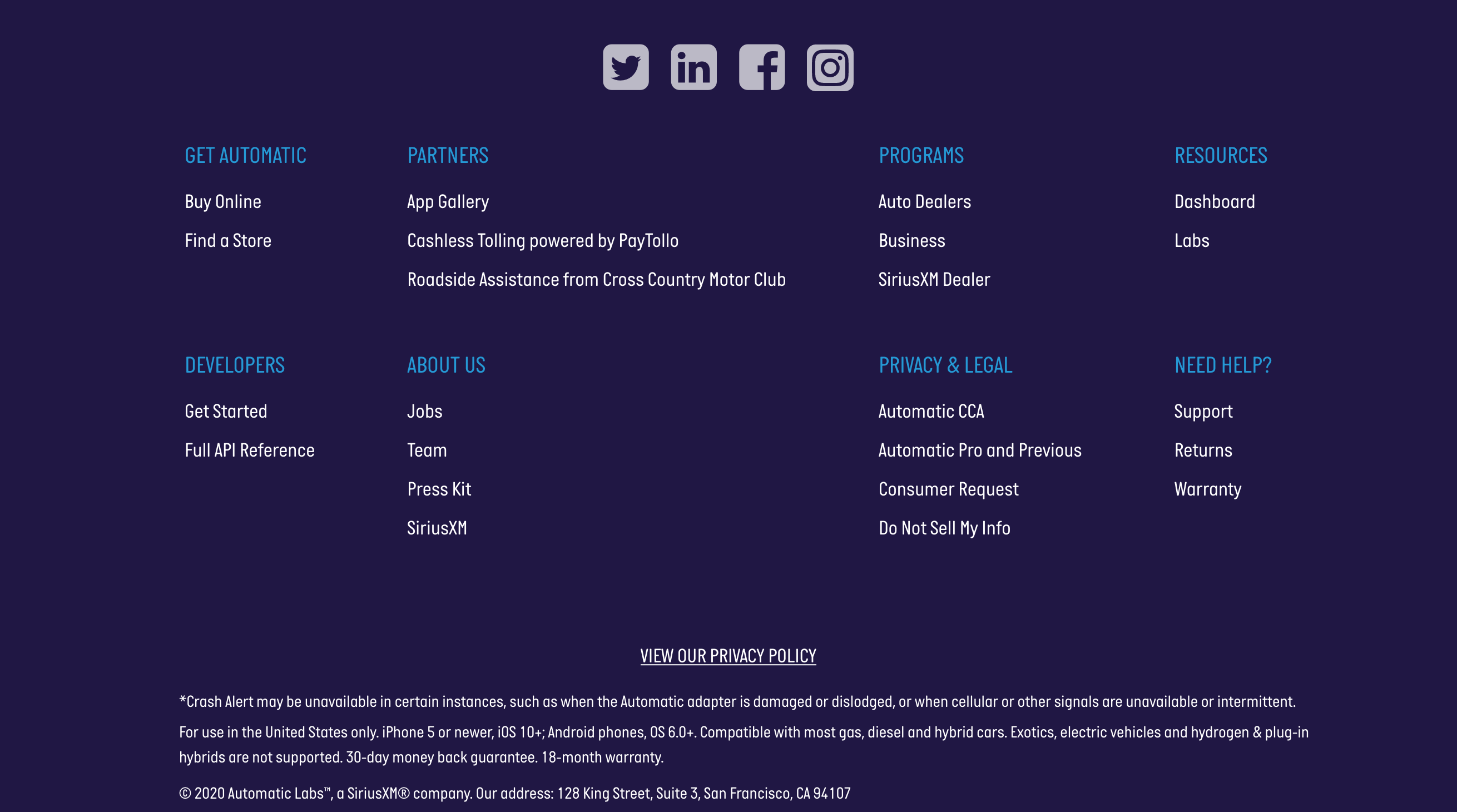Automatic Footer component screenshot
