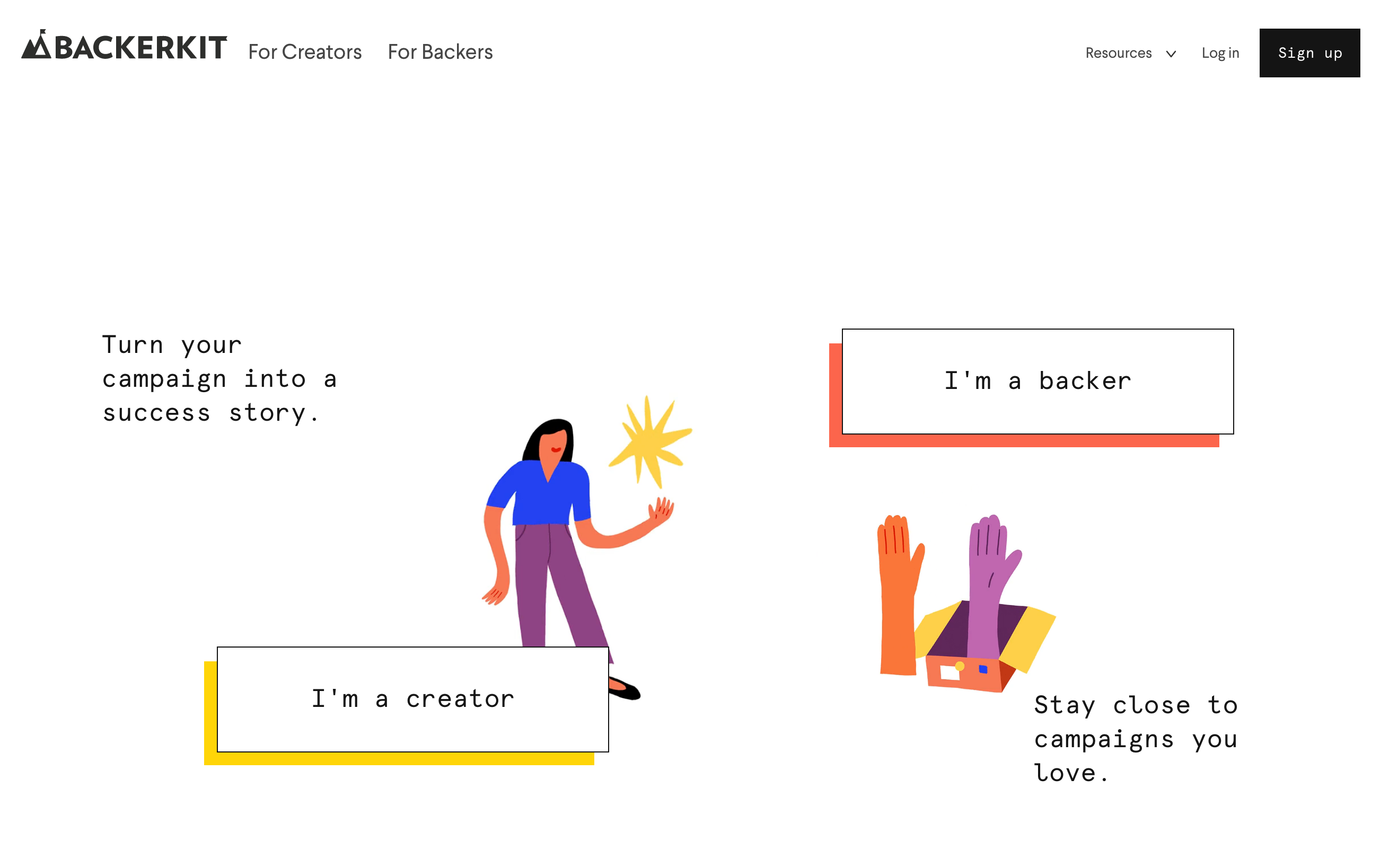 Backerkit Hero component screenshot