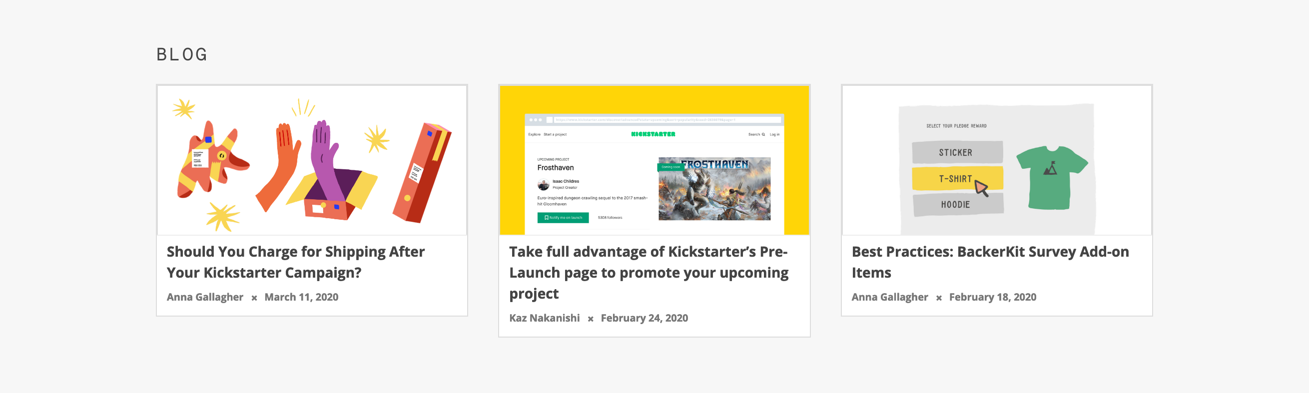 Backerkit Blog component screenshot