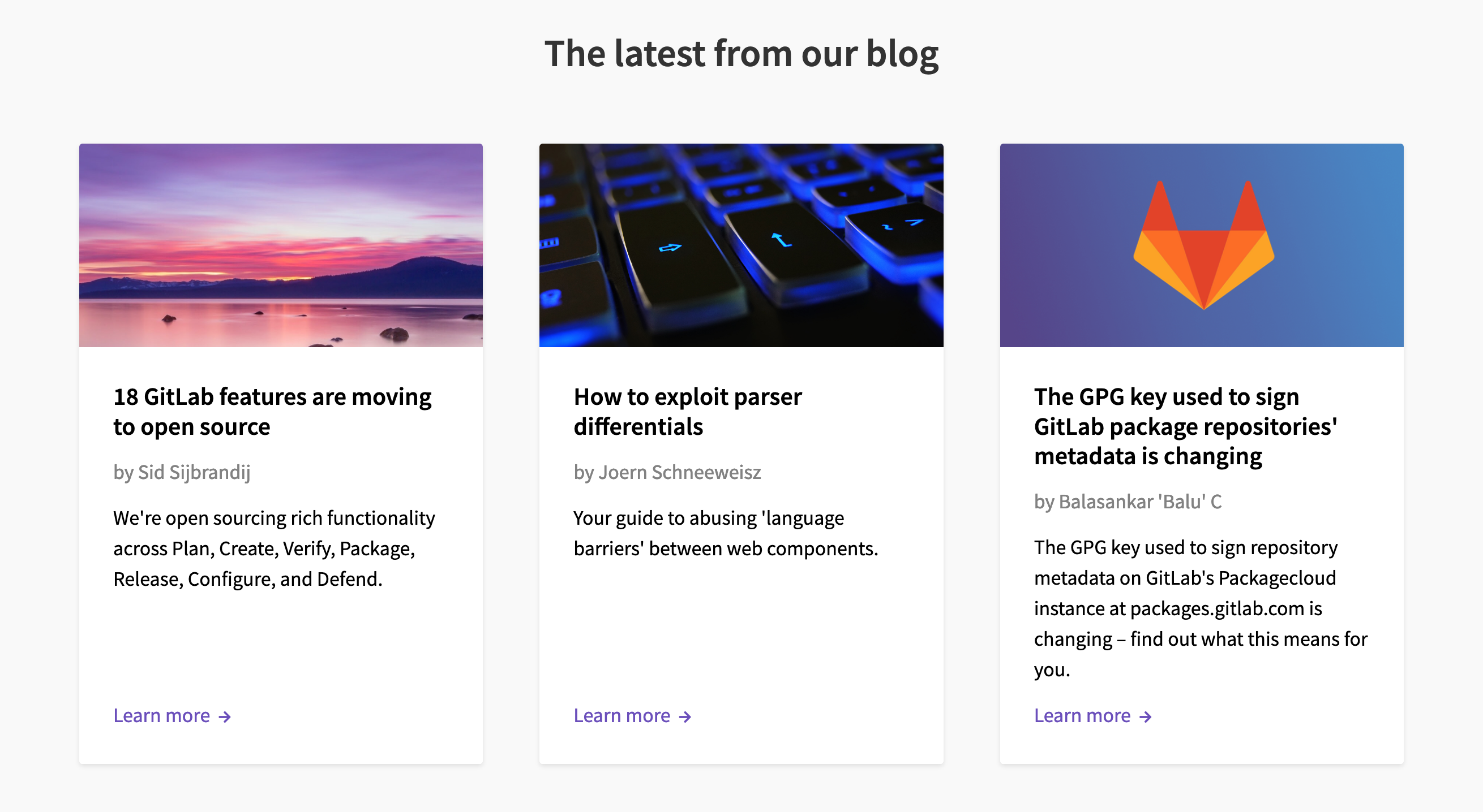 Gitlab Blog component screenshot