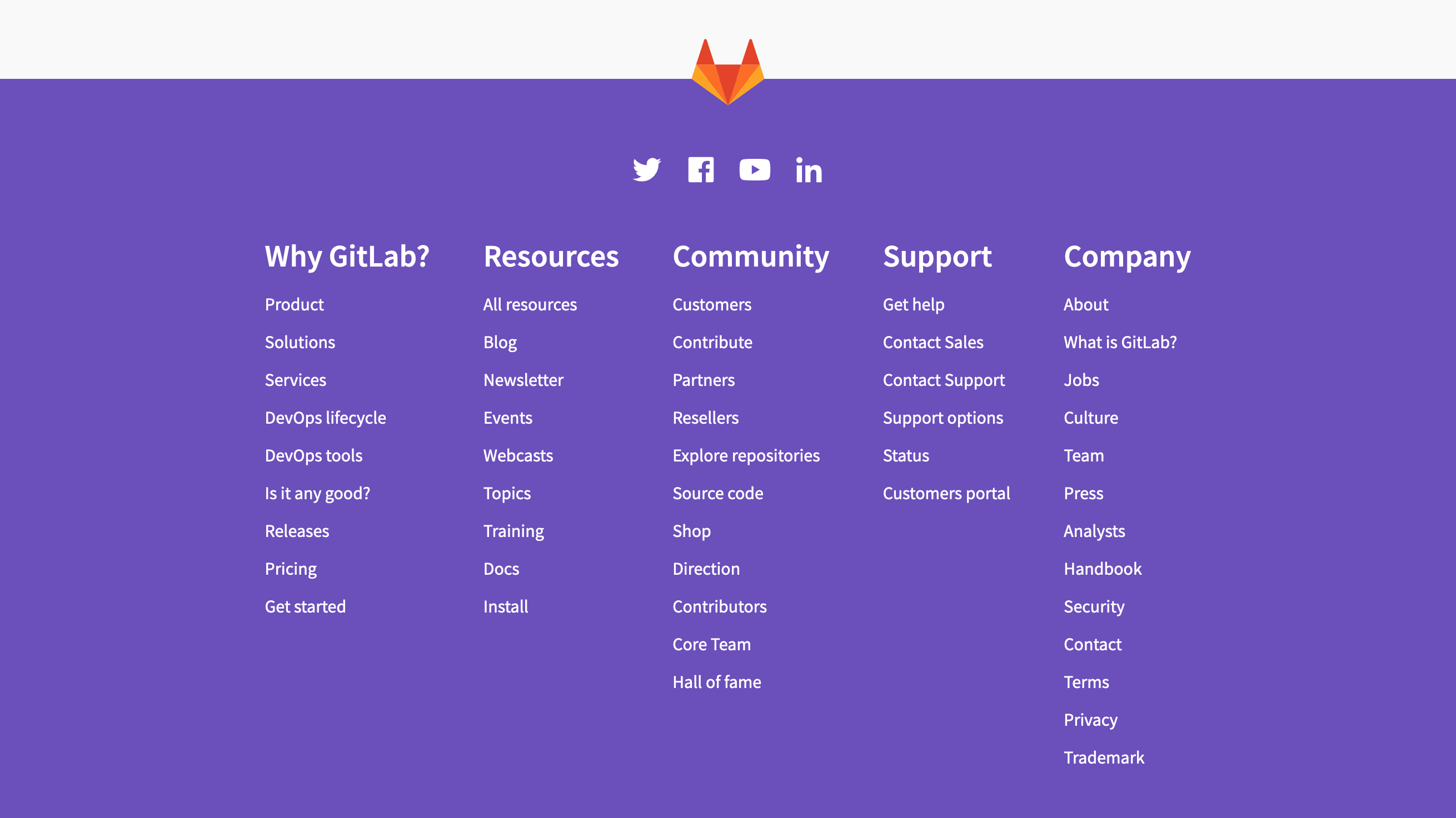 Gitlab Footer component screenshot