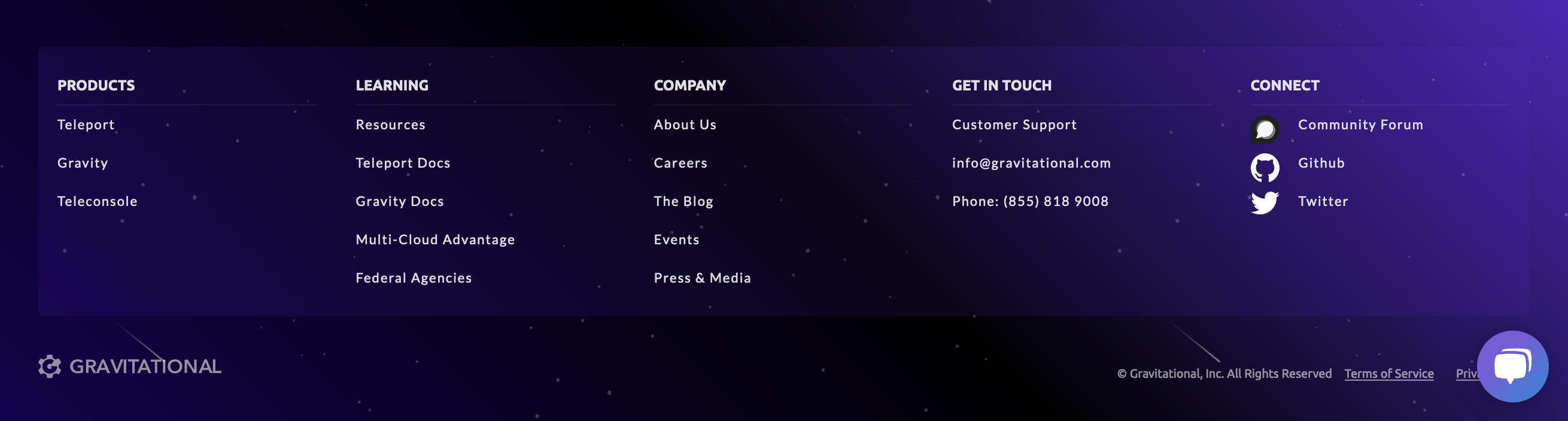 Gravitational Footer component screenshot