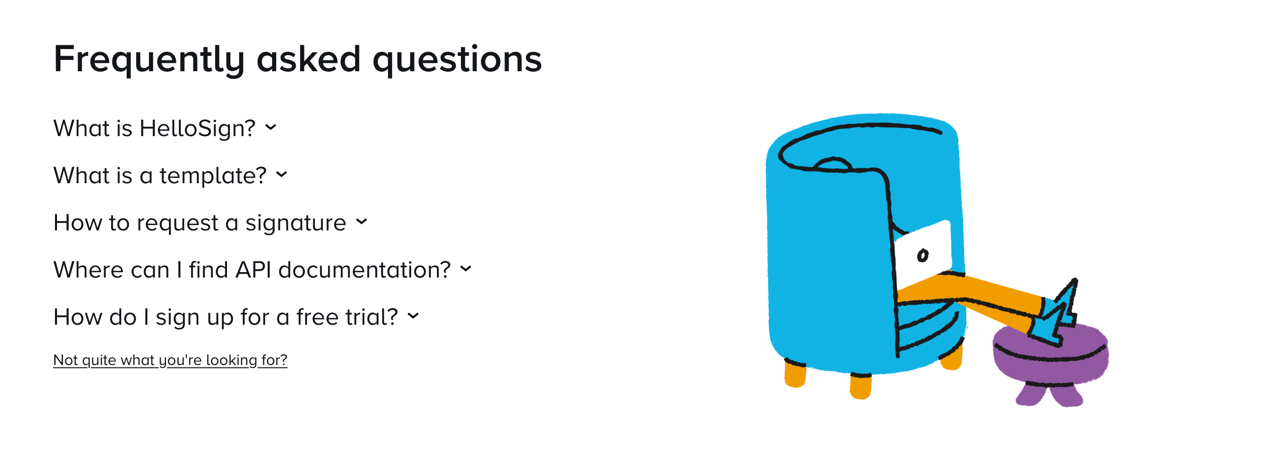 Hellosign Faq component screenshot