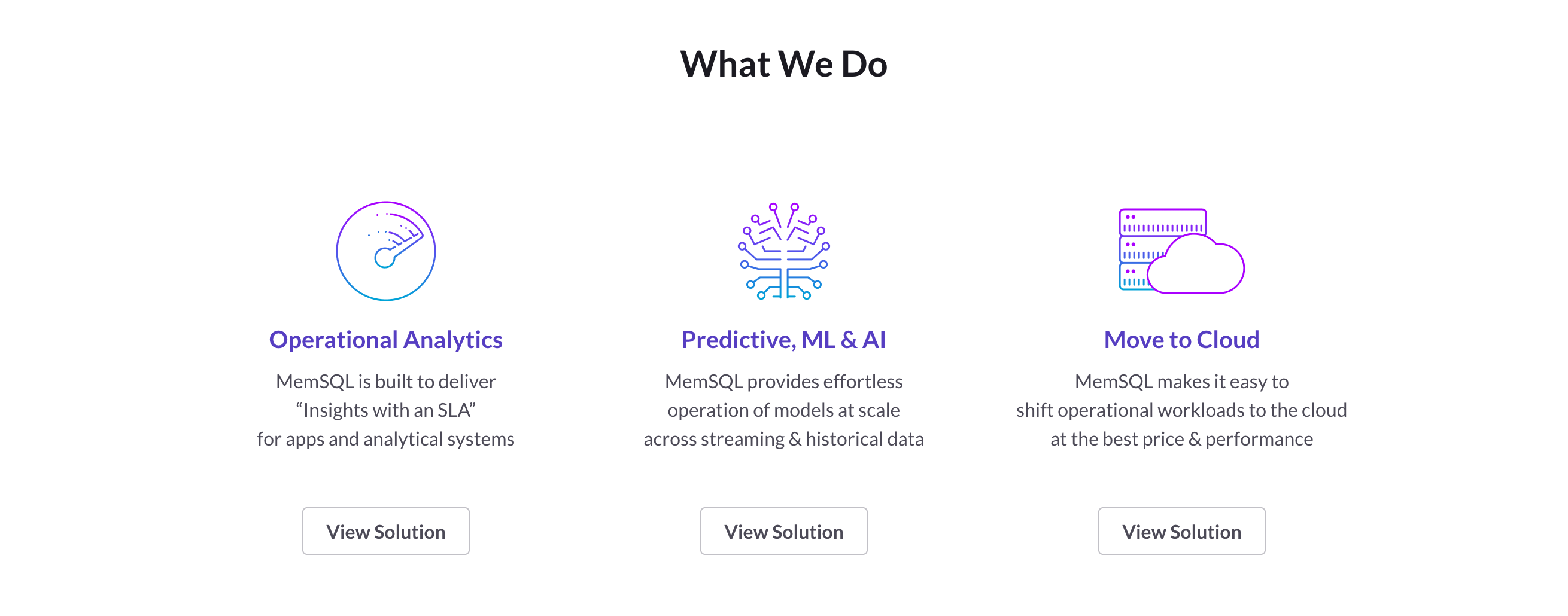 Memsql Products component screenshot