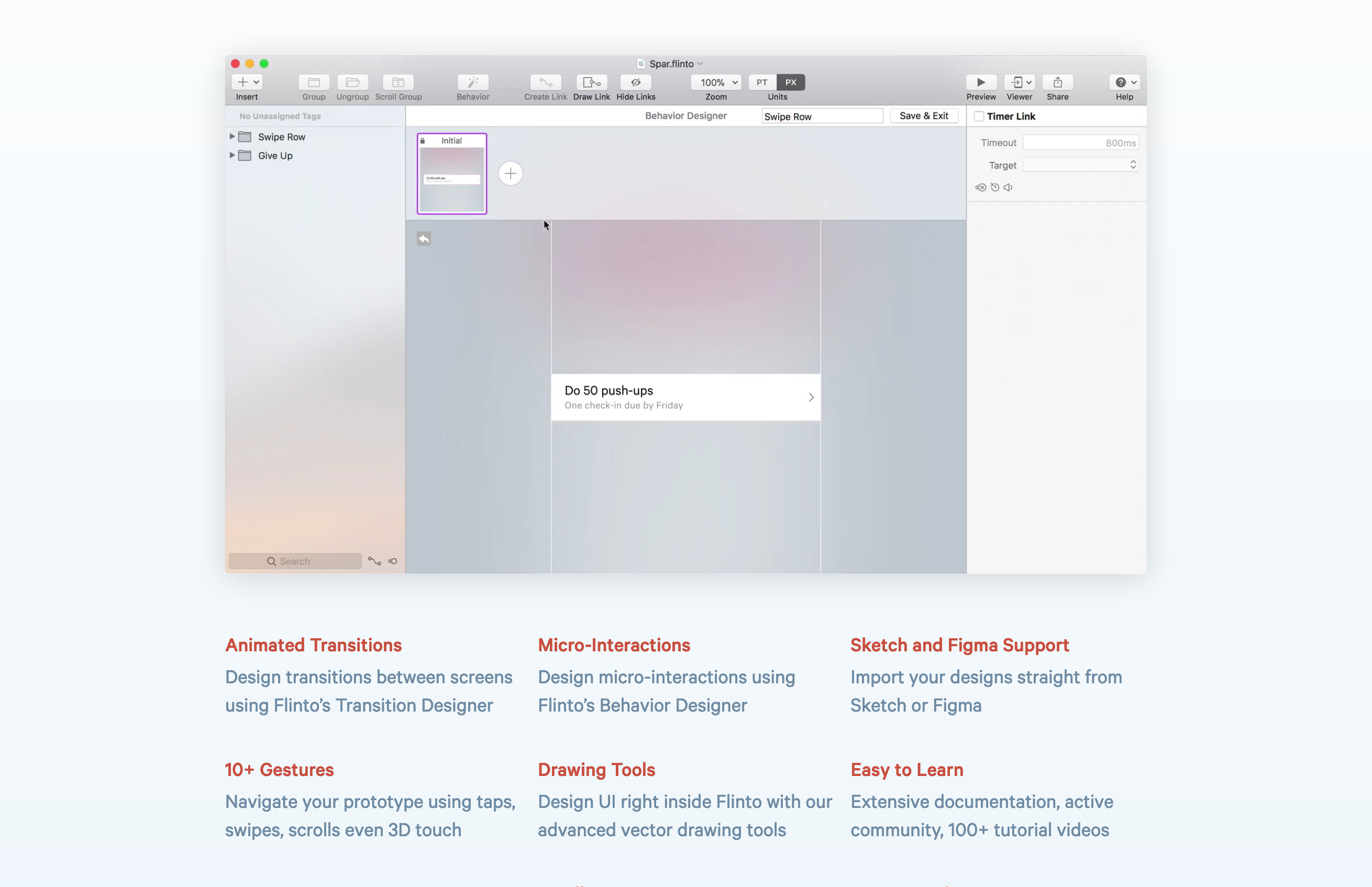 Flinto Feature component screenshot