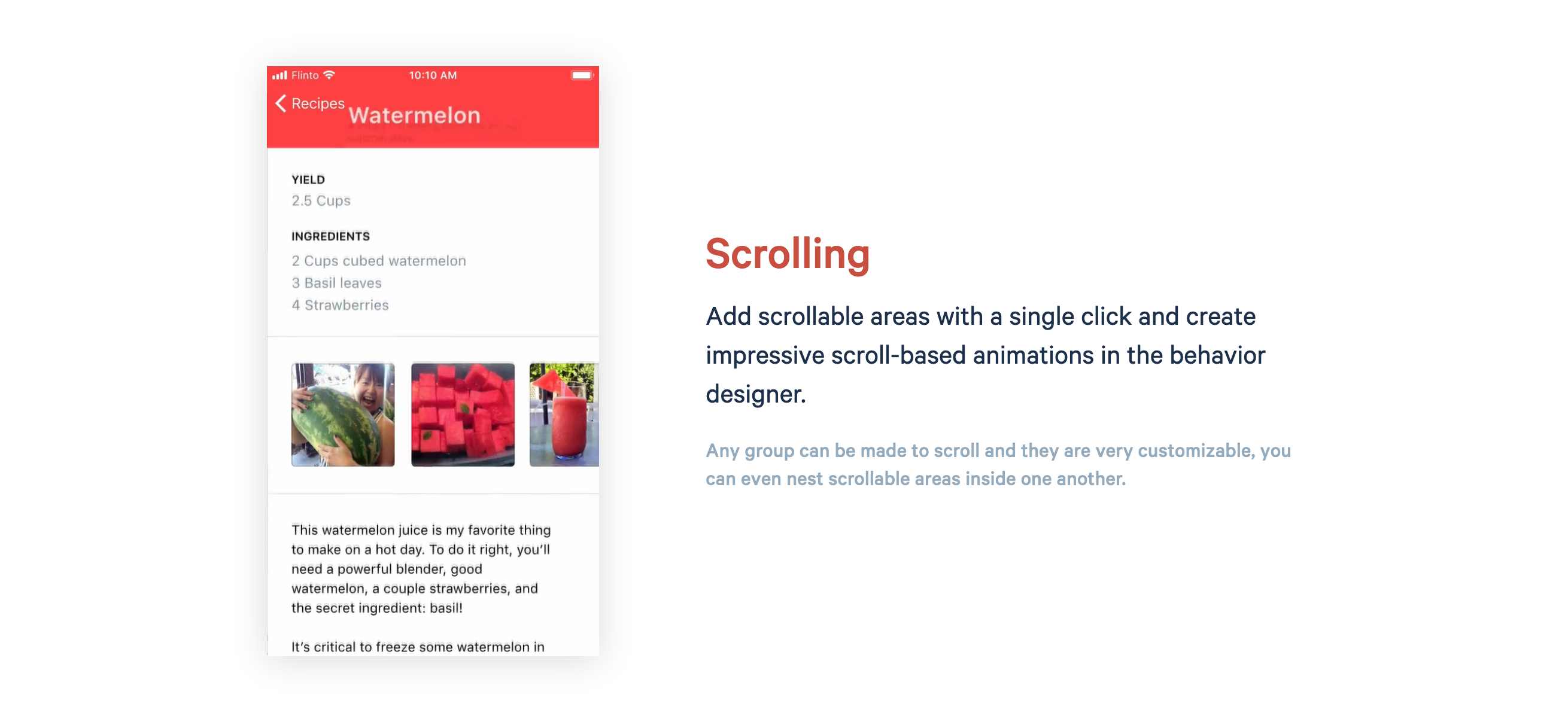 Flinto Feature component screenshot
