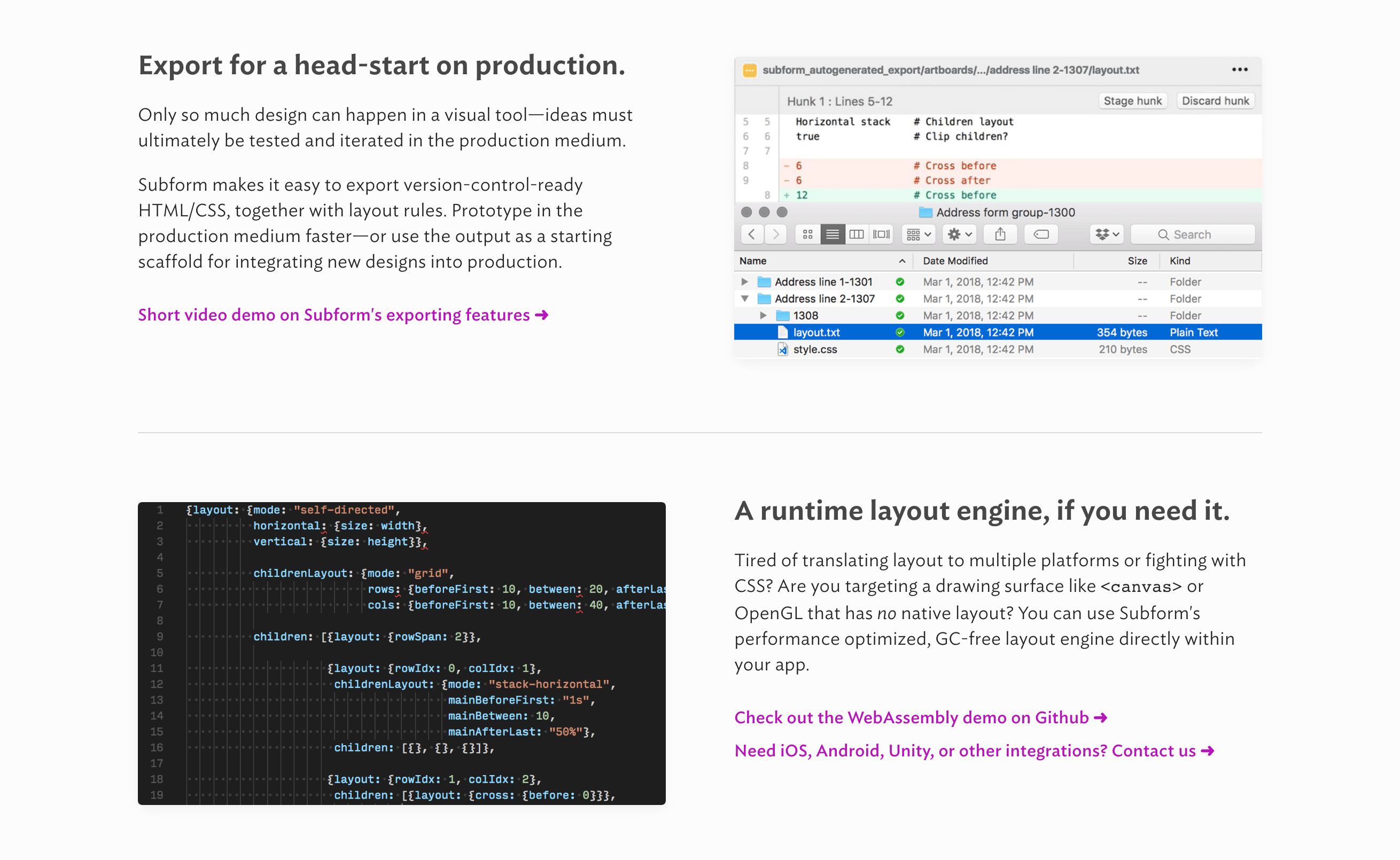 Subform  component screenshot