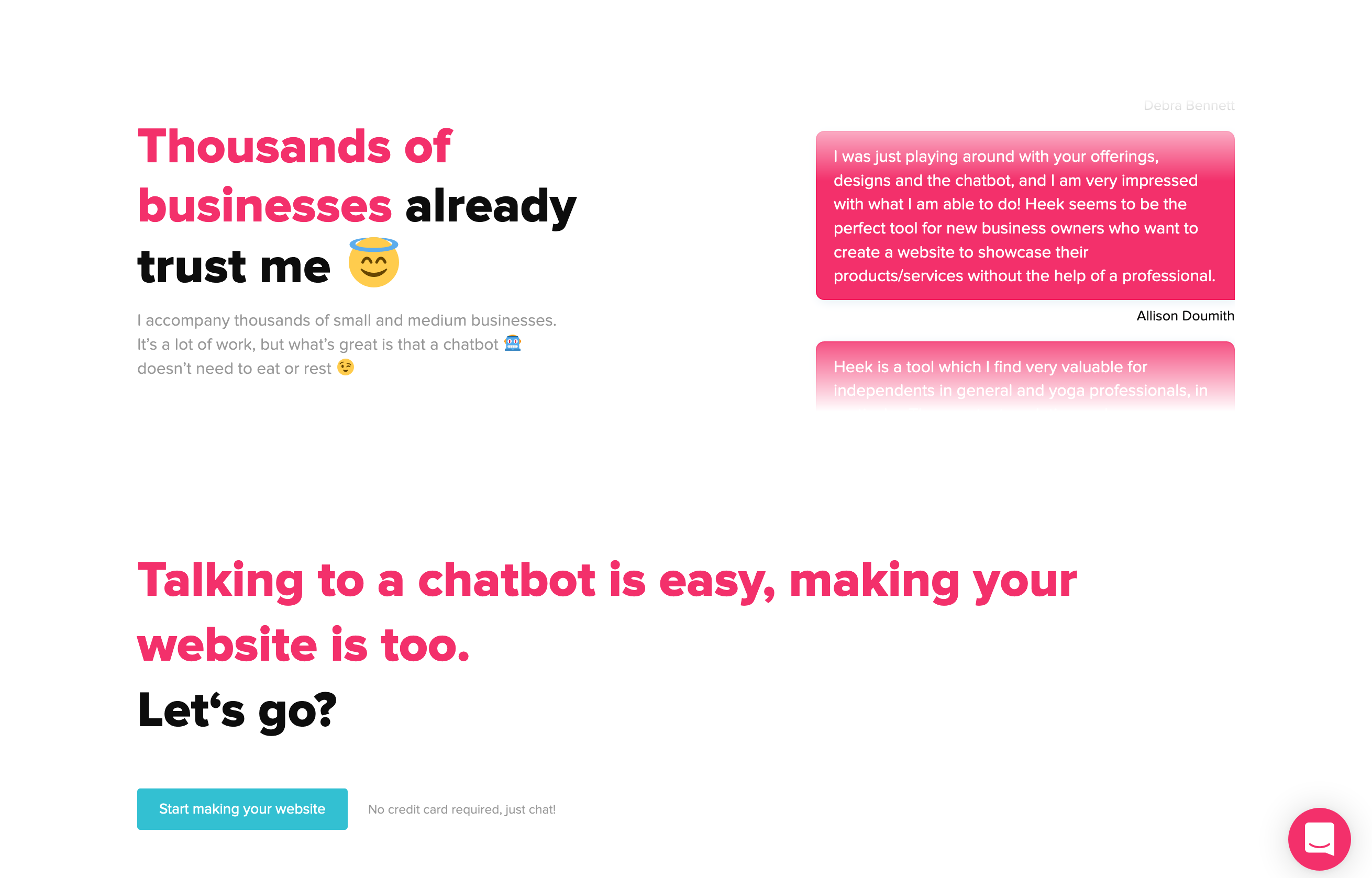 Heek Testimonial component screenshot