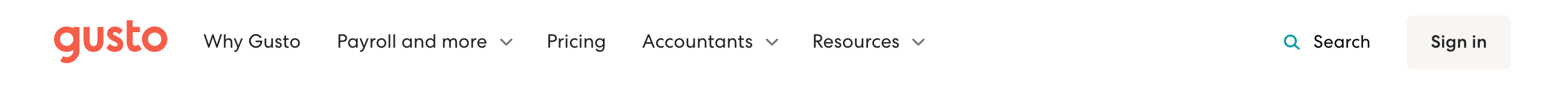 Gusto Header component screenshot