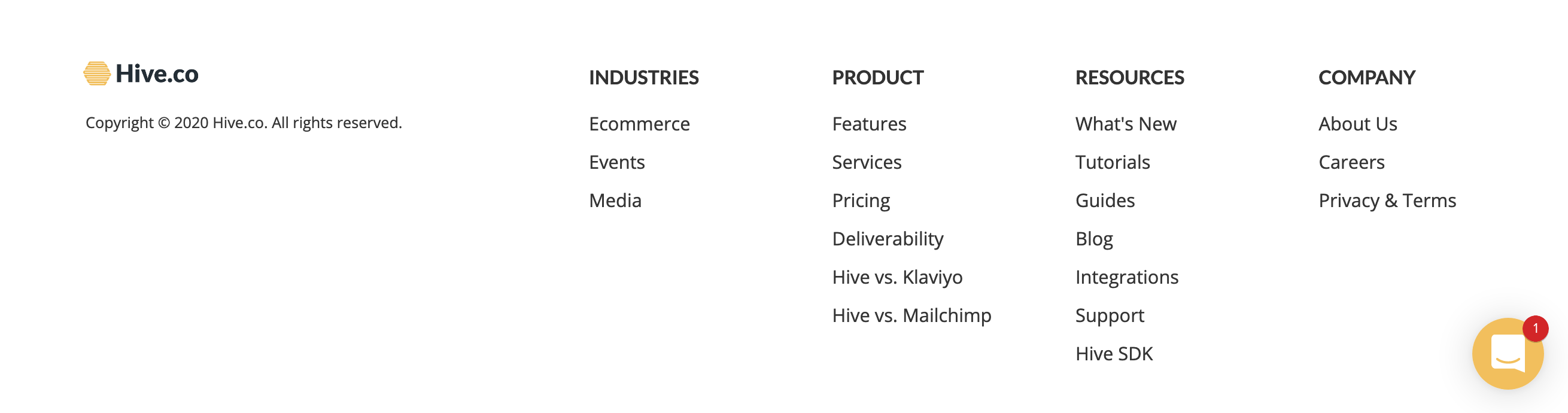 Hive Footer component screenshot