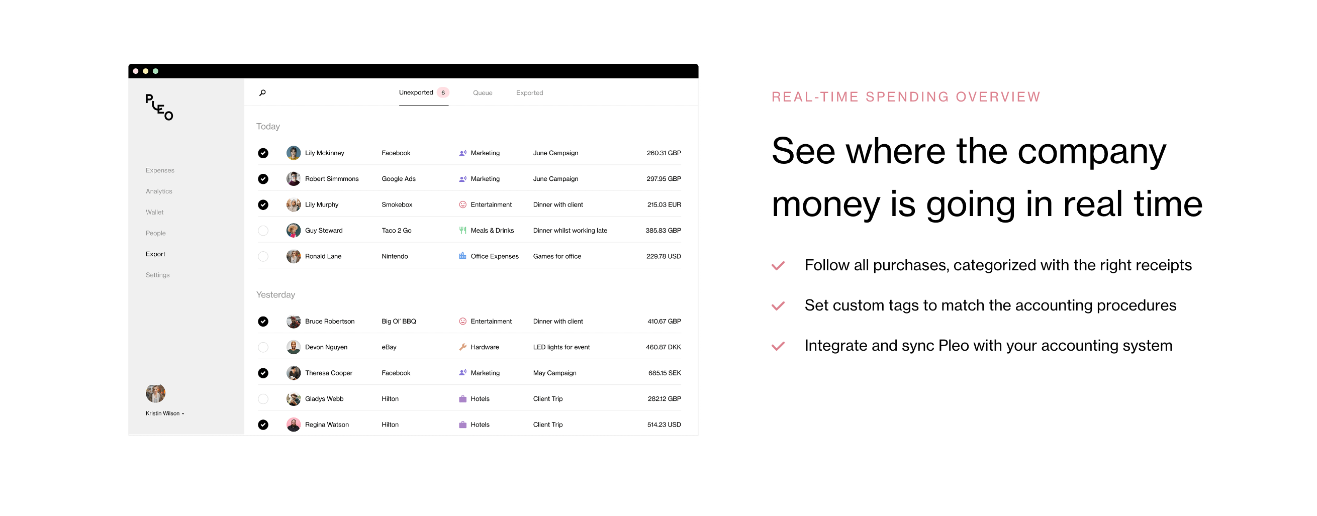 Pleo Feature component screenshot