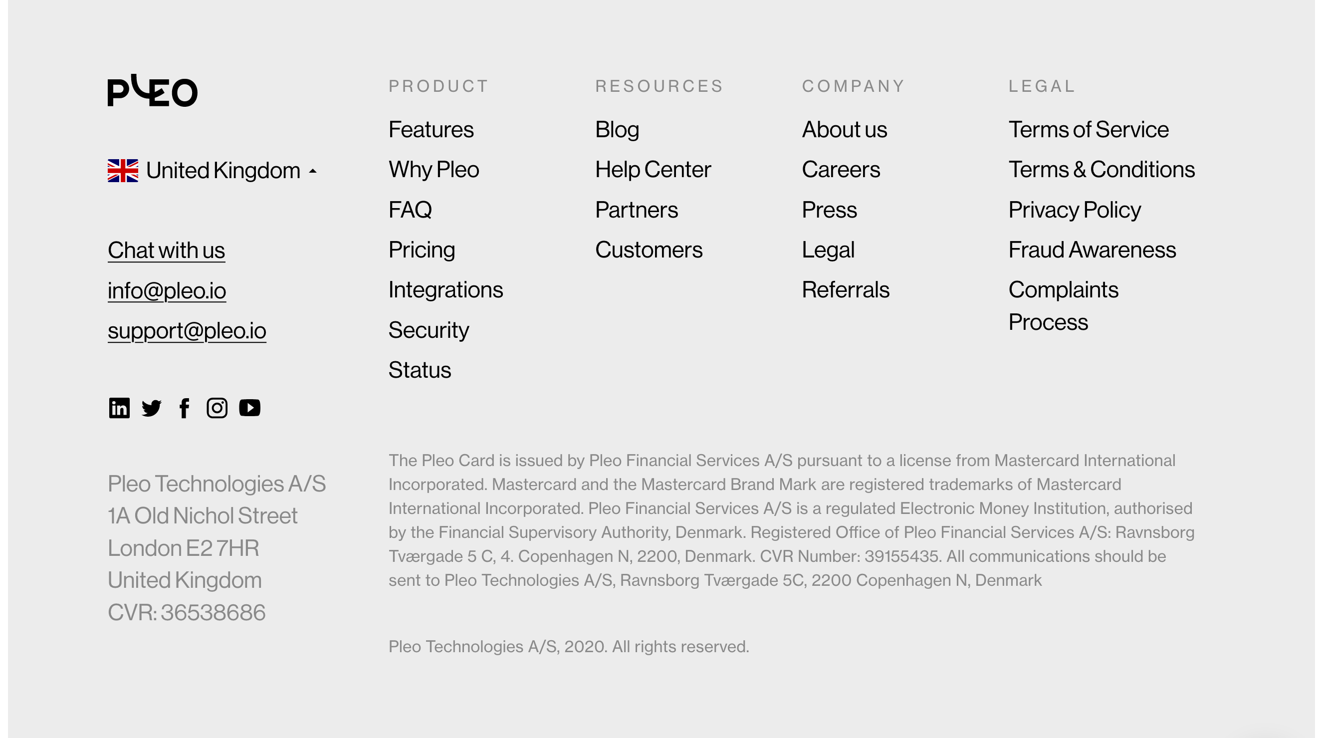 Pleo Footer component screenshot