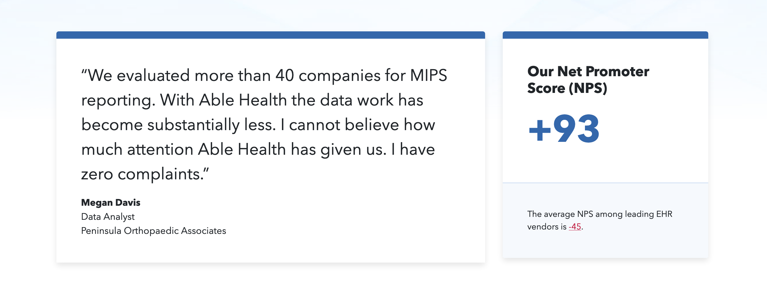Ablehealth Testimonial component screenshot