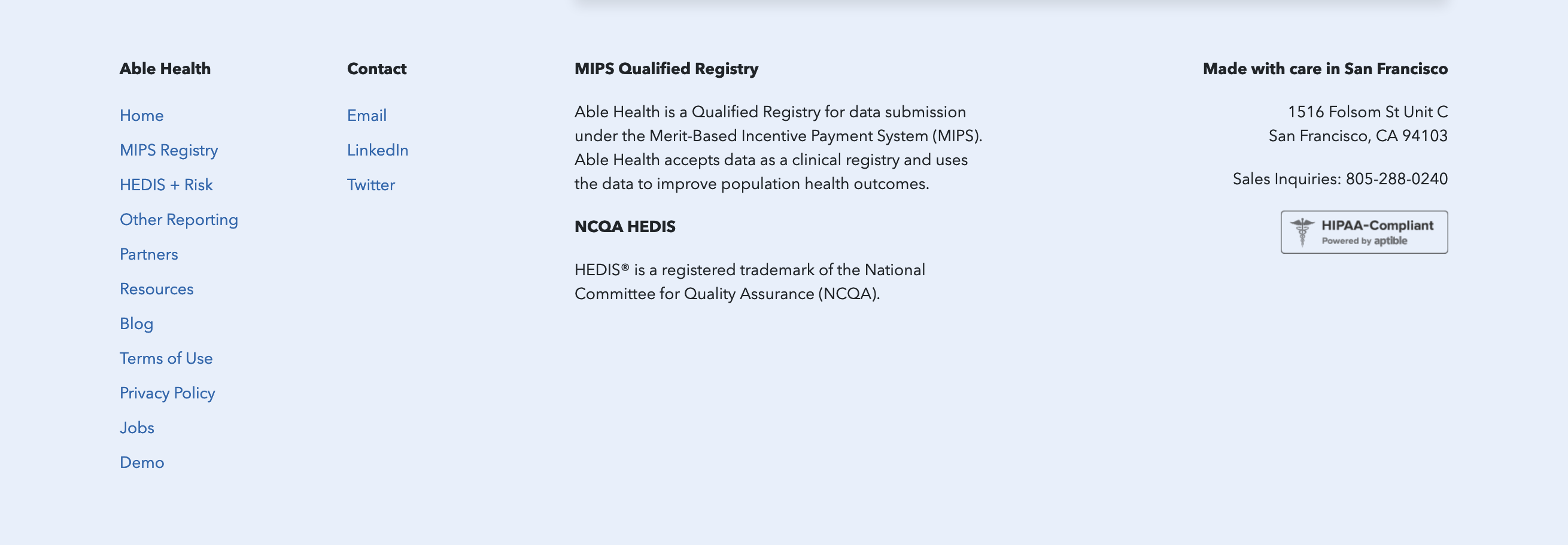 Ablehealth Footer component screenshot