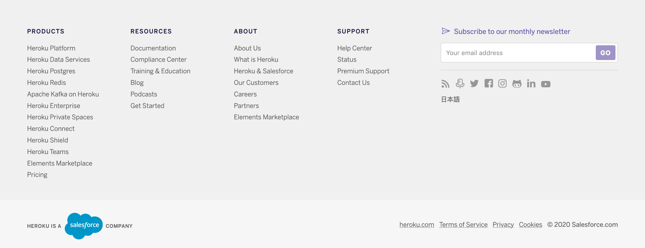 Heroku Footer component screenshot