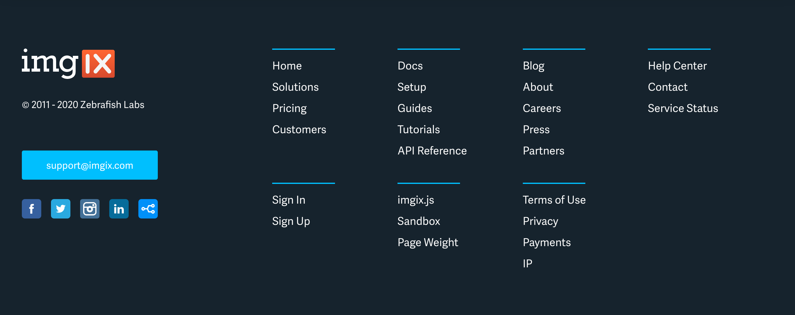 Imgix Footer component screenshot