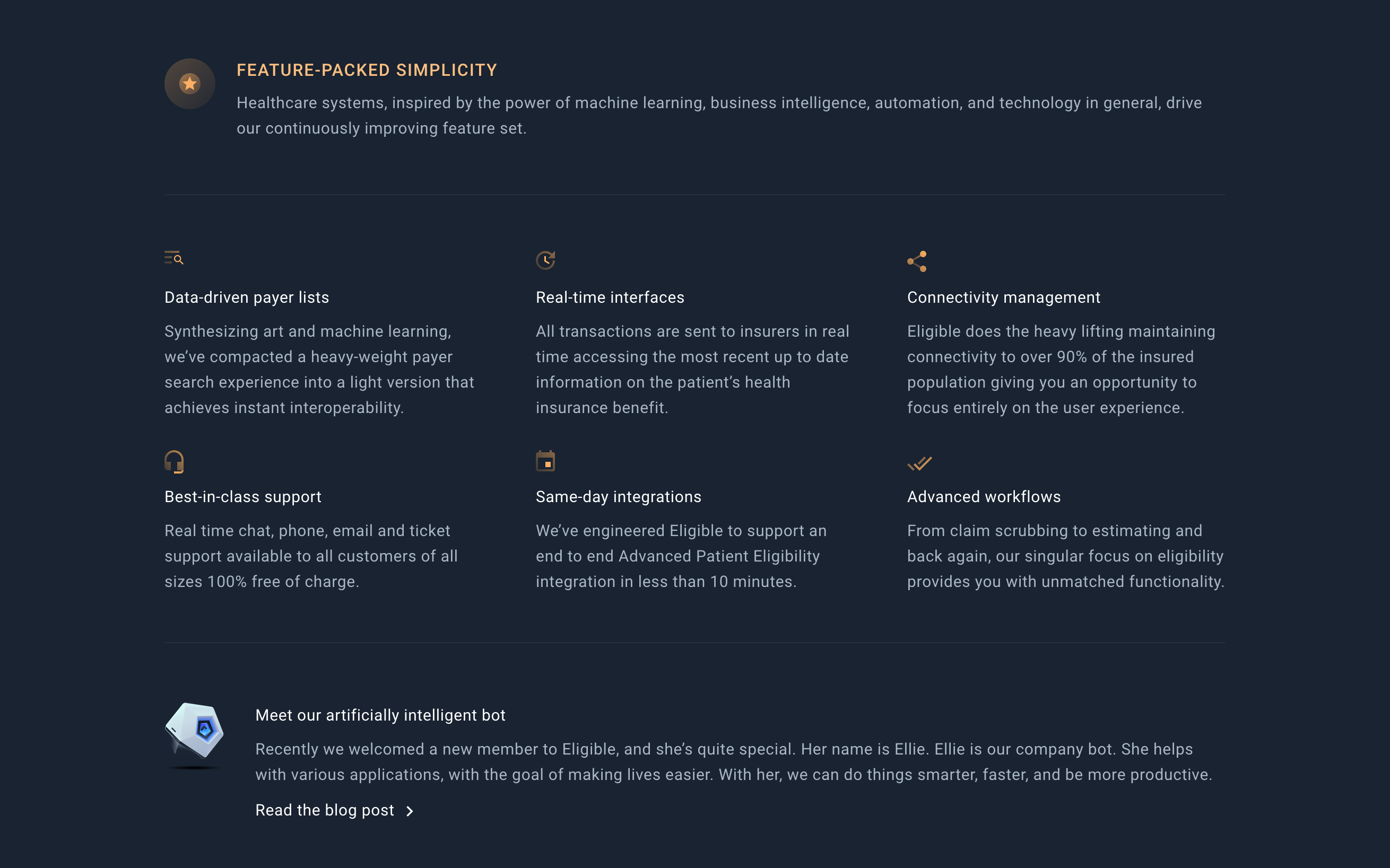 Eligible Feature component screenshot