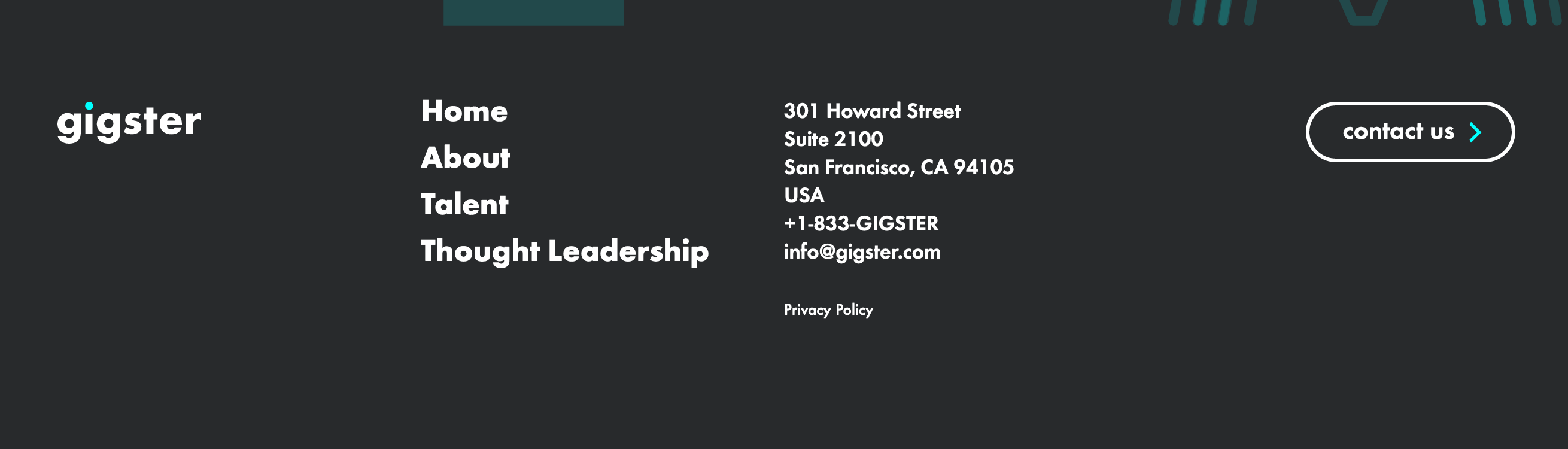 Gigster Footer component screenshot