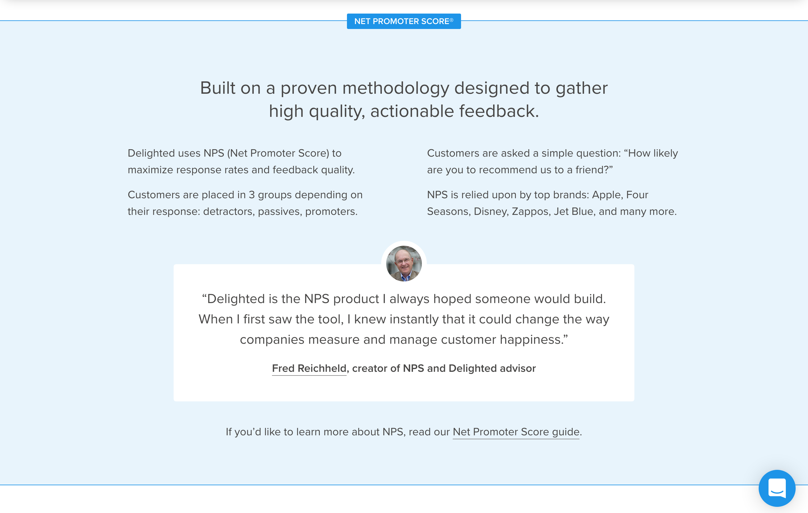 Delighted Testimonial component screenshot