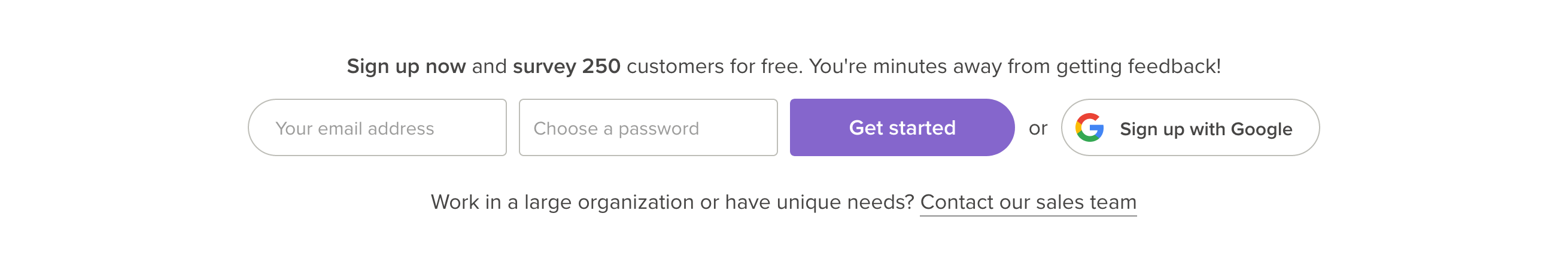 Delighted Signup component screenshot