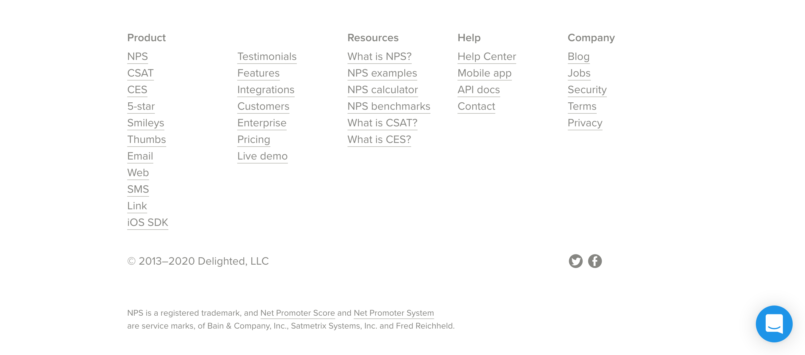 Delighted Footer component screenshot