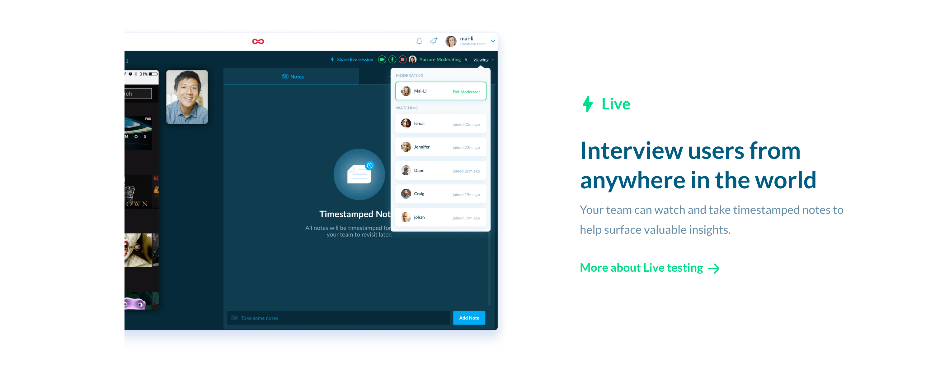 Lookback Feature component screenshot