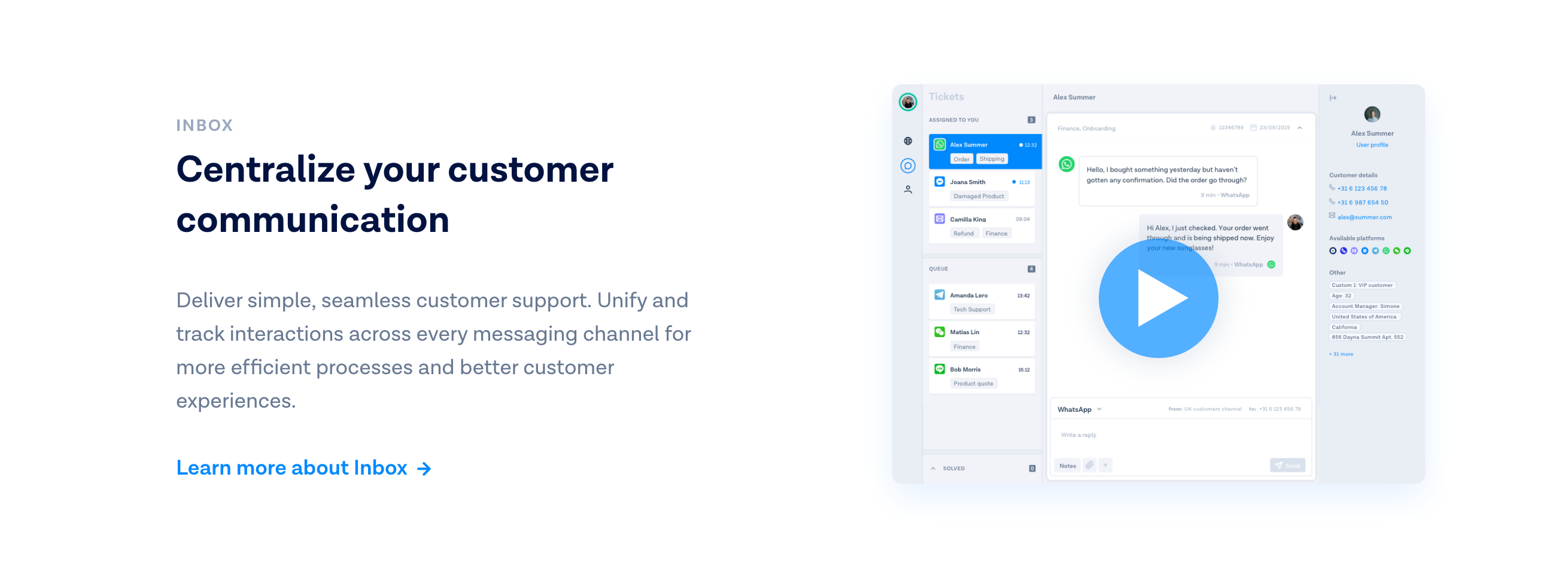 Messagebird Feature component screenshot