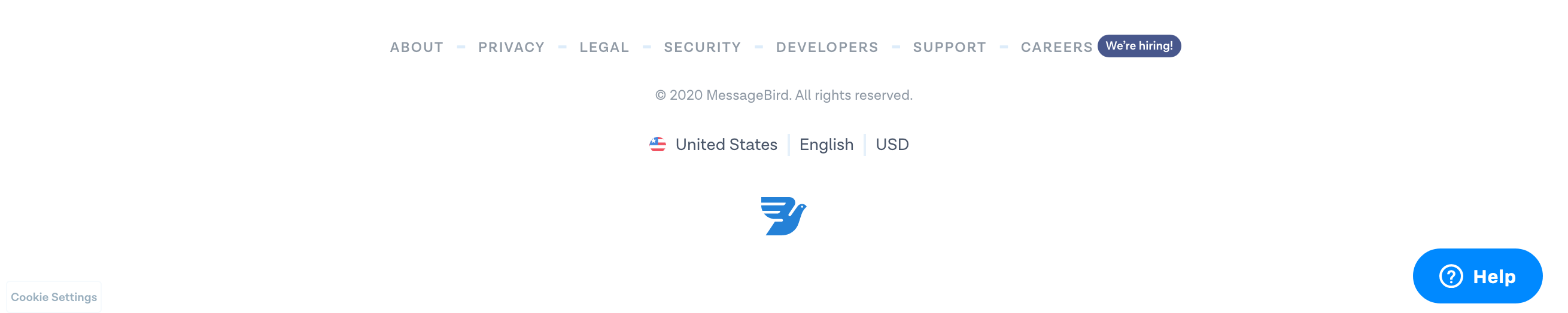 Messagebird Footer component screenshot