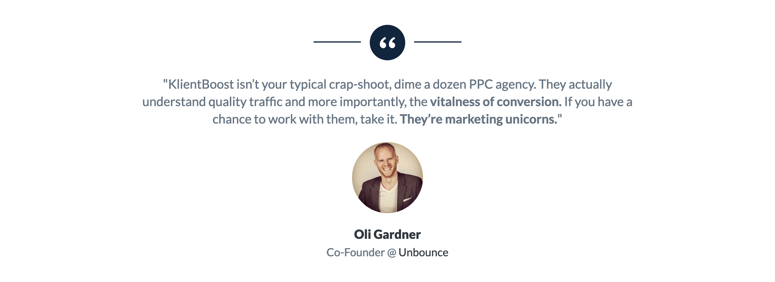 Klientboost Testimonial component screenshot