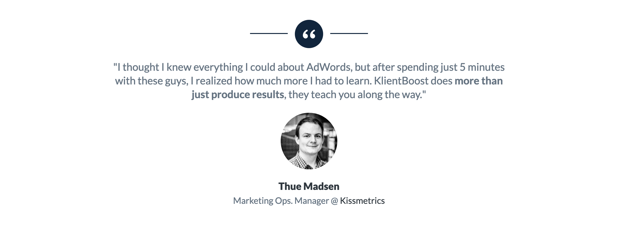 Klientboost Testimonial component screenshot