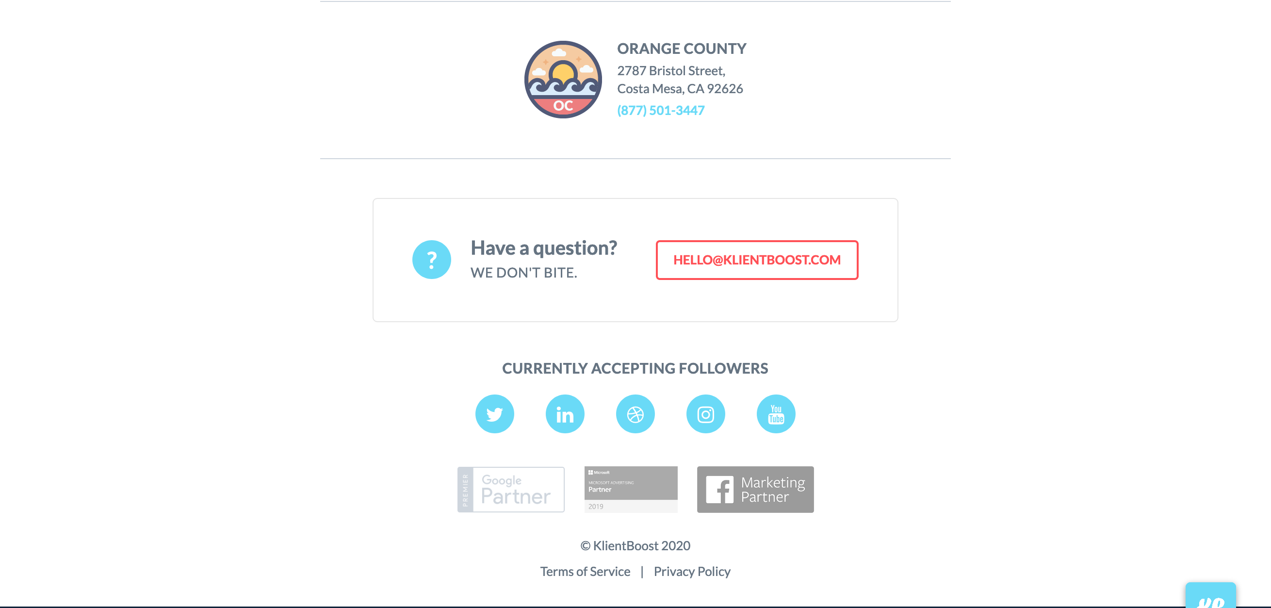 Klientboost Contact component screenshot
