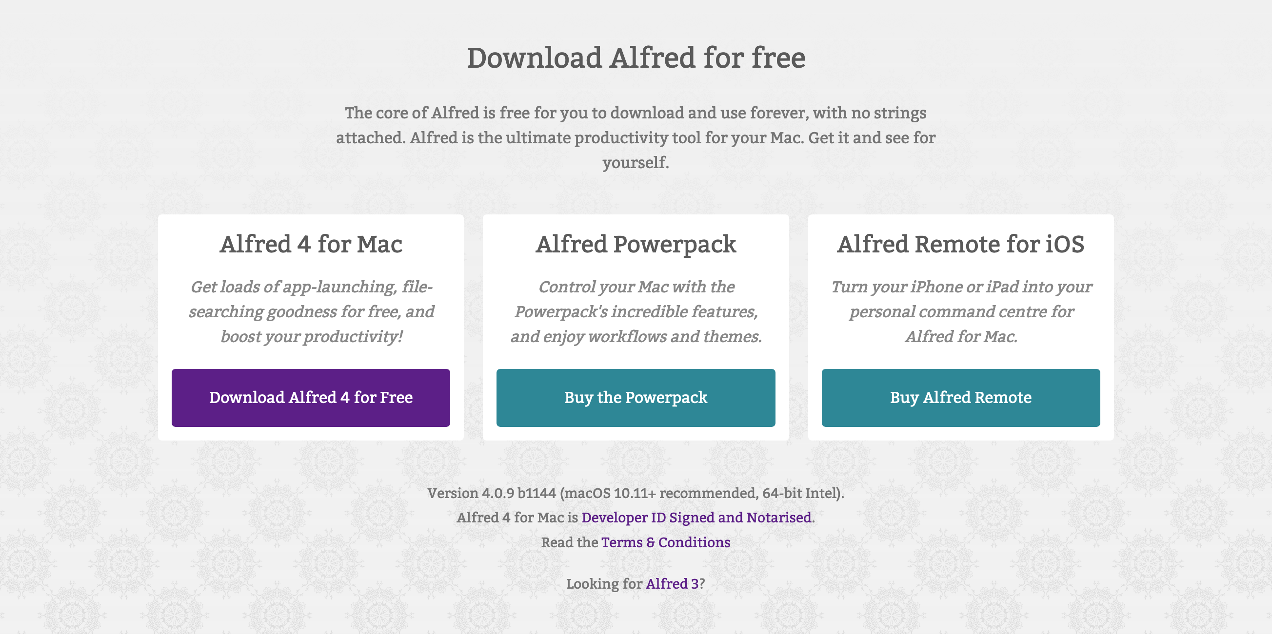 Alfred Call To Action component screenshot
