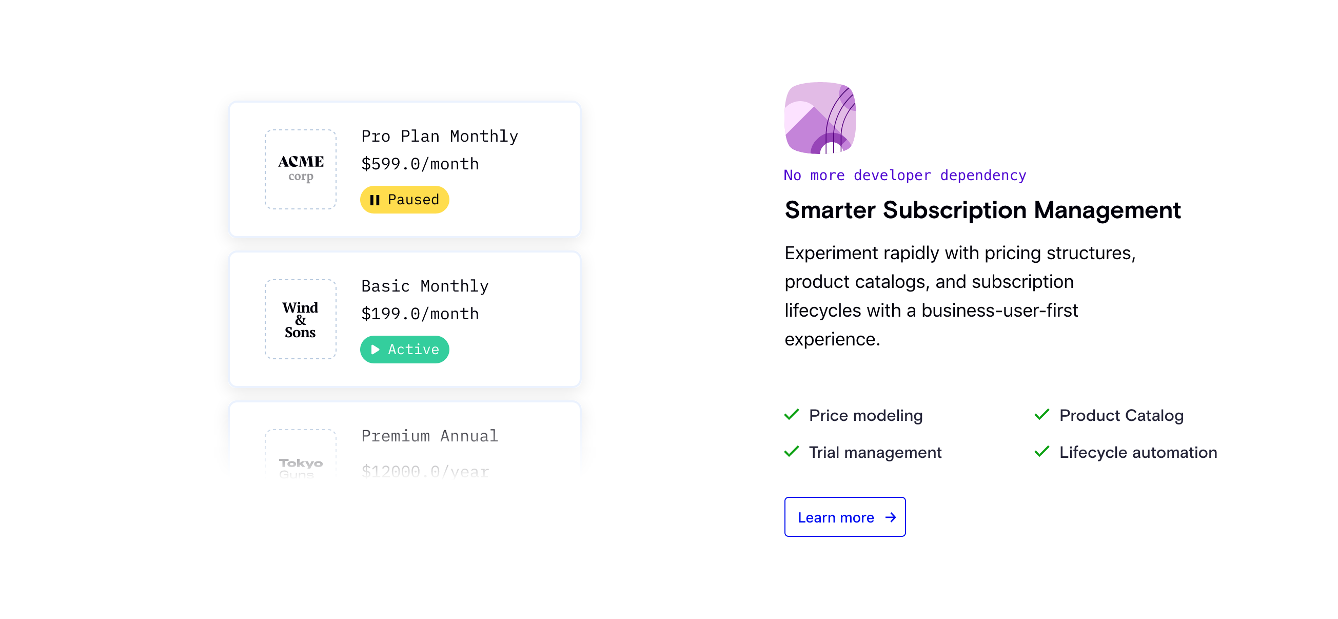 Chargebee Feature component screenshot